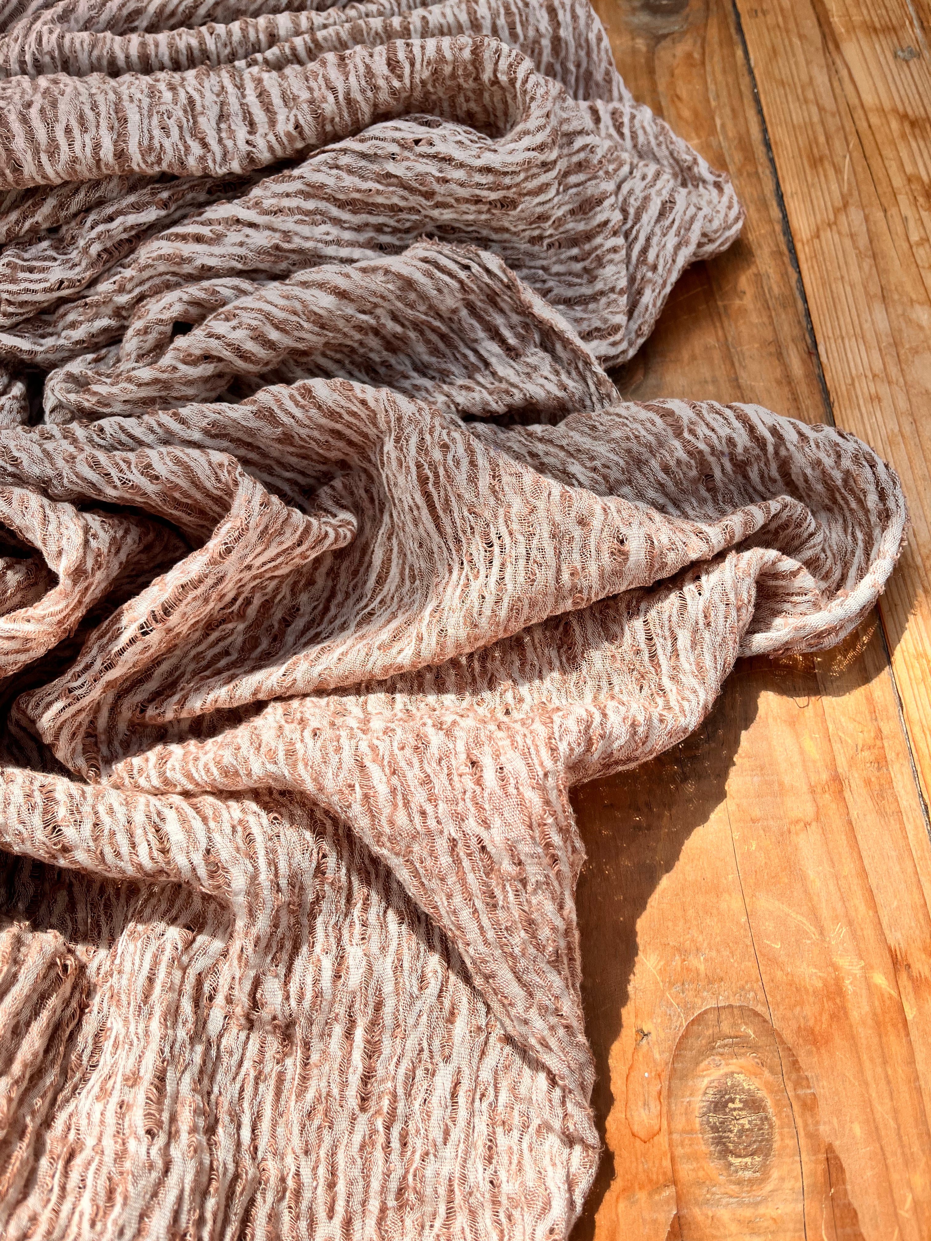 Brown Linen Fabric By The Yard Textured Handloom Semi-Sheer Natural Fabrics.