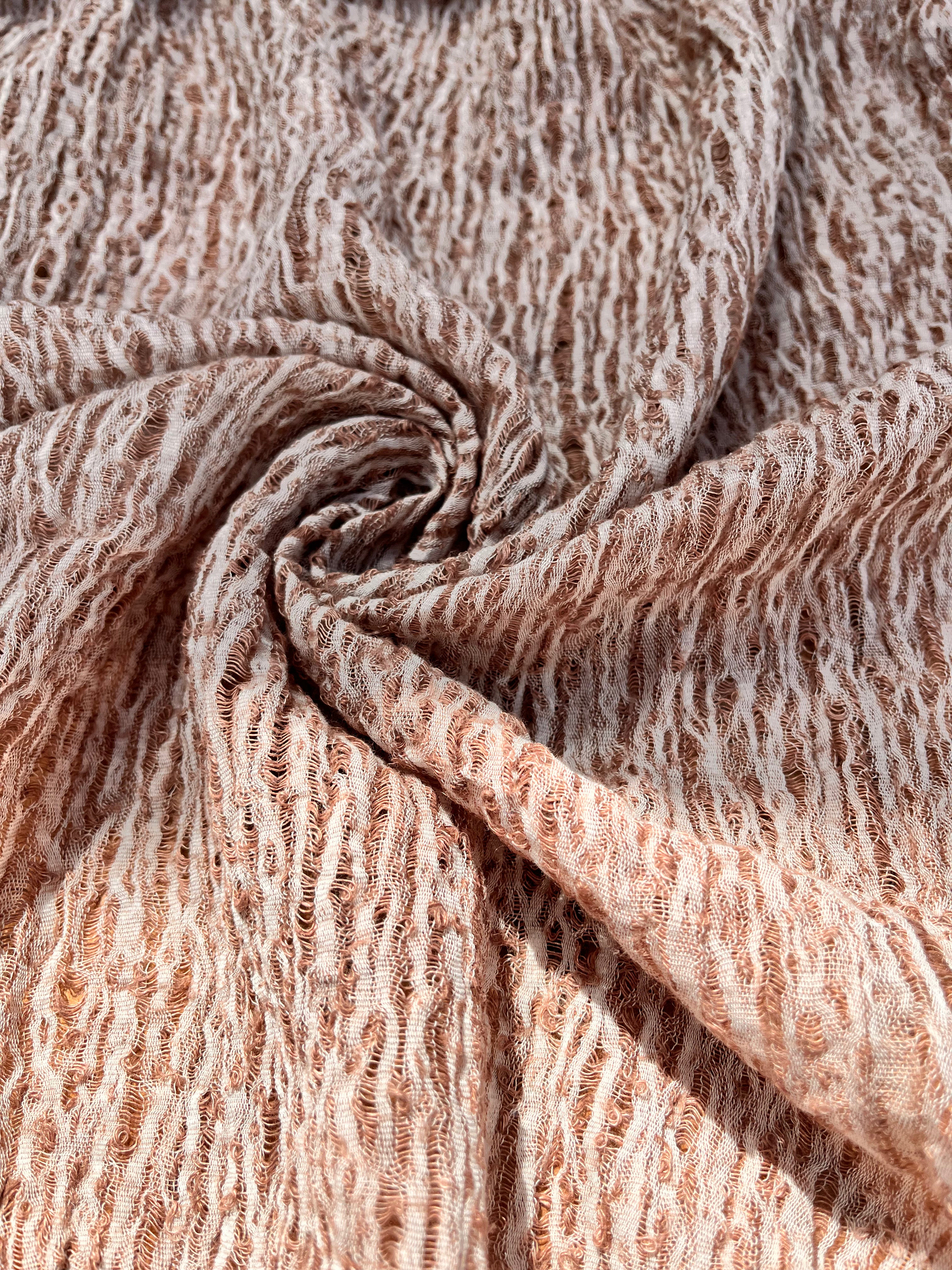 Brown Linen Fabric By The Yard Textured Handloom Semi-Sheer Natural Fabrics.