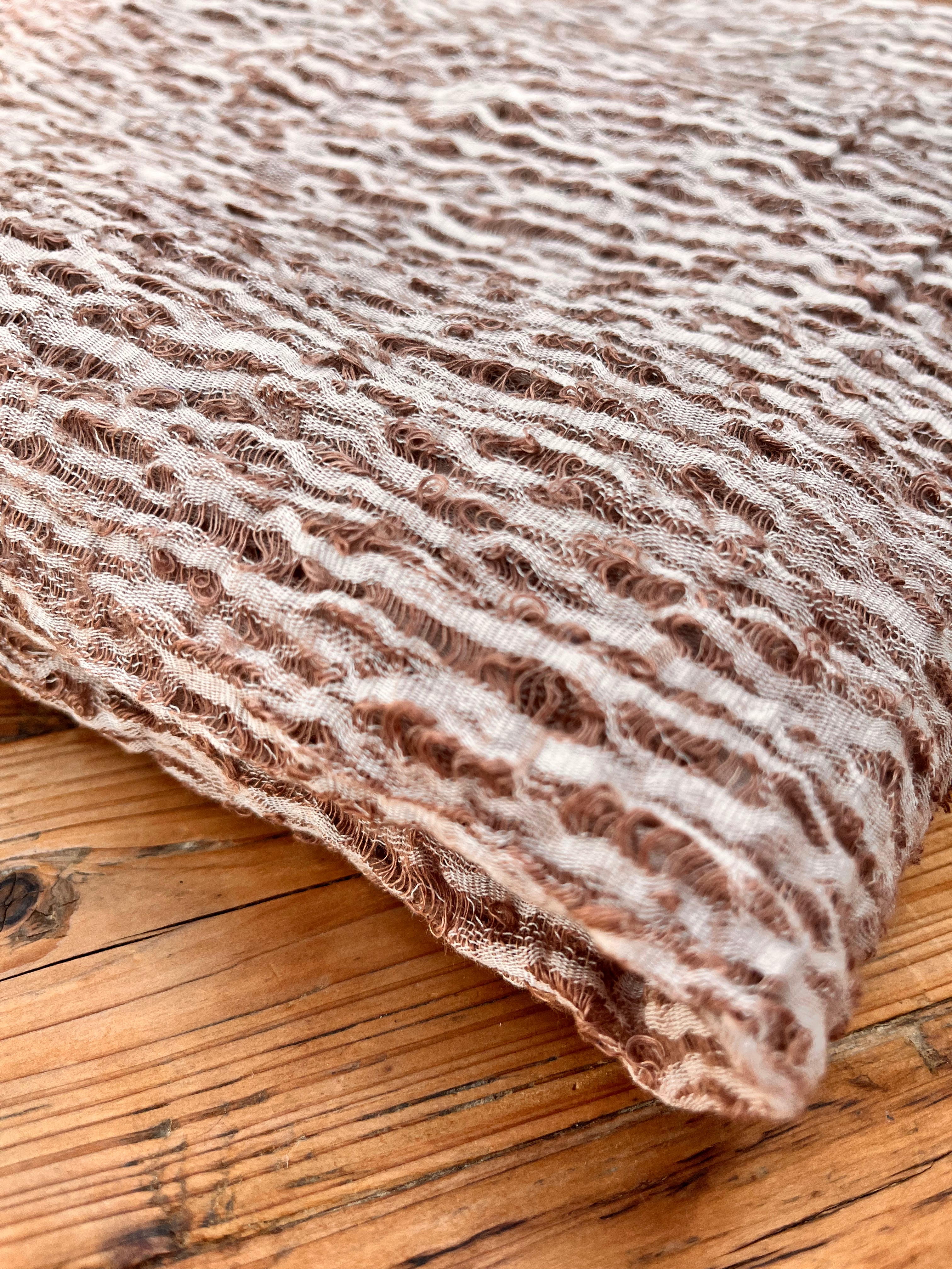 Brown Linen Fabric By The Yard Textured Handloom Semi-Sheer Natural Fabrics.