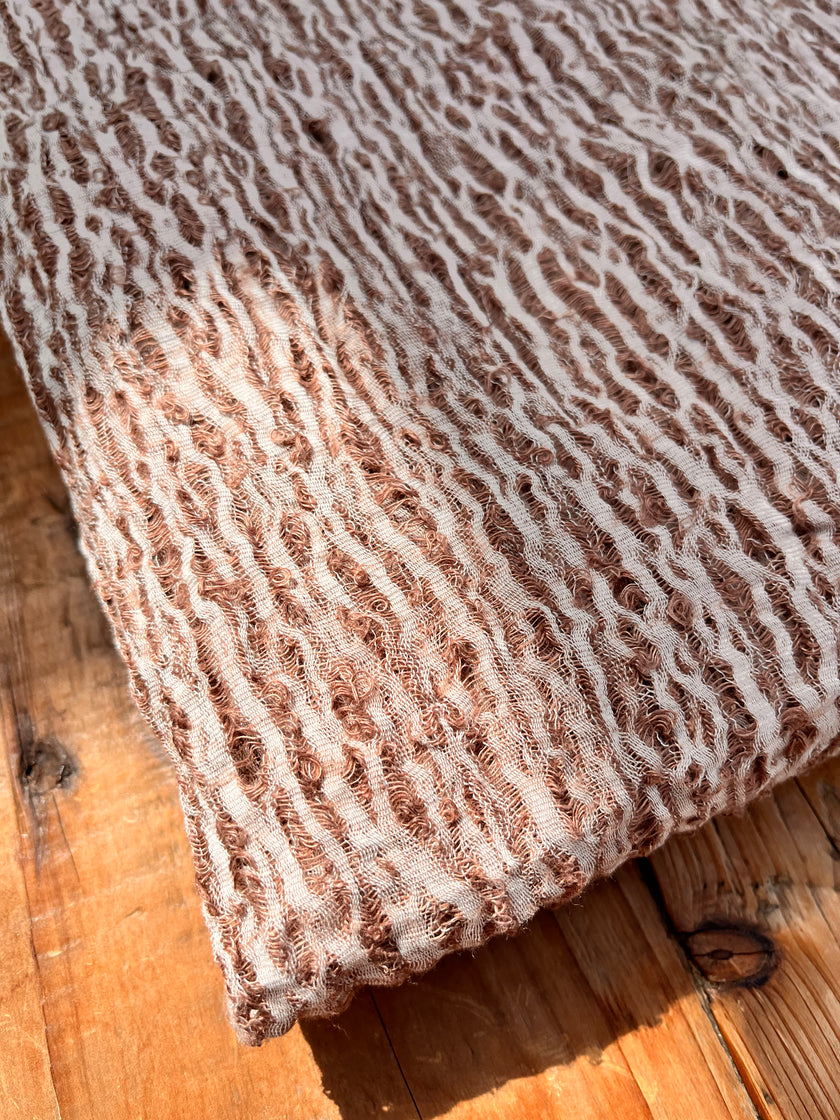 Metre Kare Kahverengi Keten Kumaş, Organik Pamuklu Kumaş, Dokulu El Dokuma Yarı Şeffaf Doğal Kumaşlar.