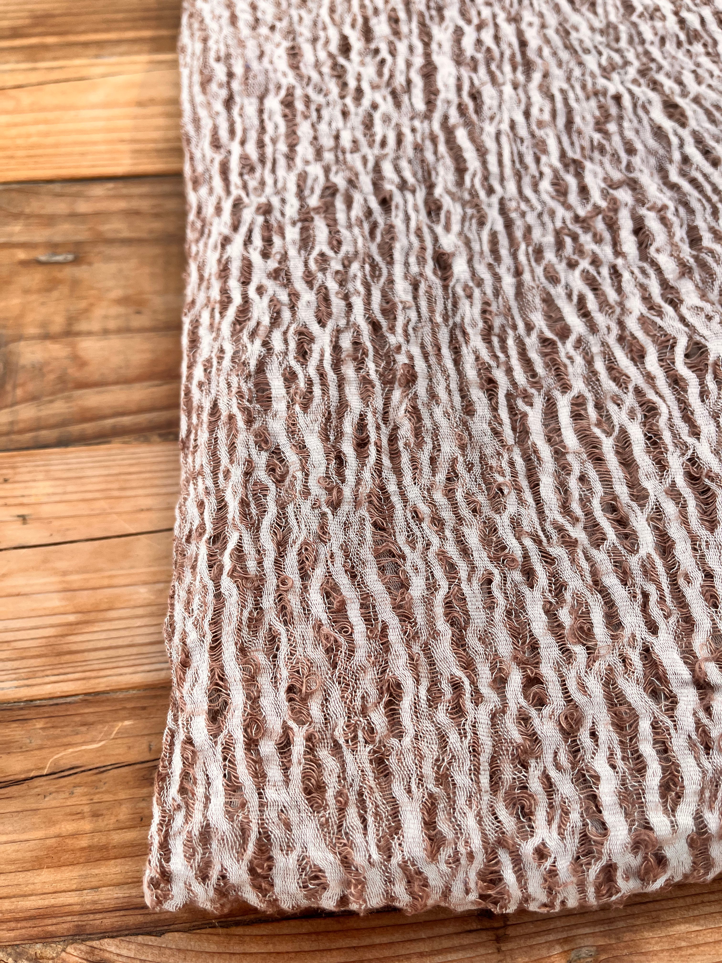 Brown Linen Fabric By The Yard Textured Handloom Semi-Sheer Natural Fabrics.