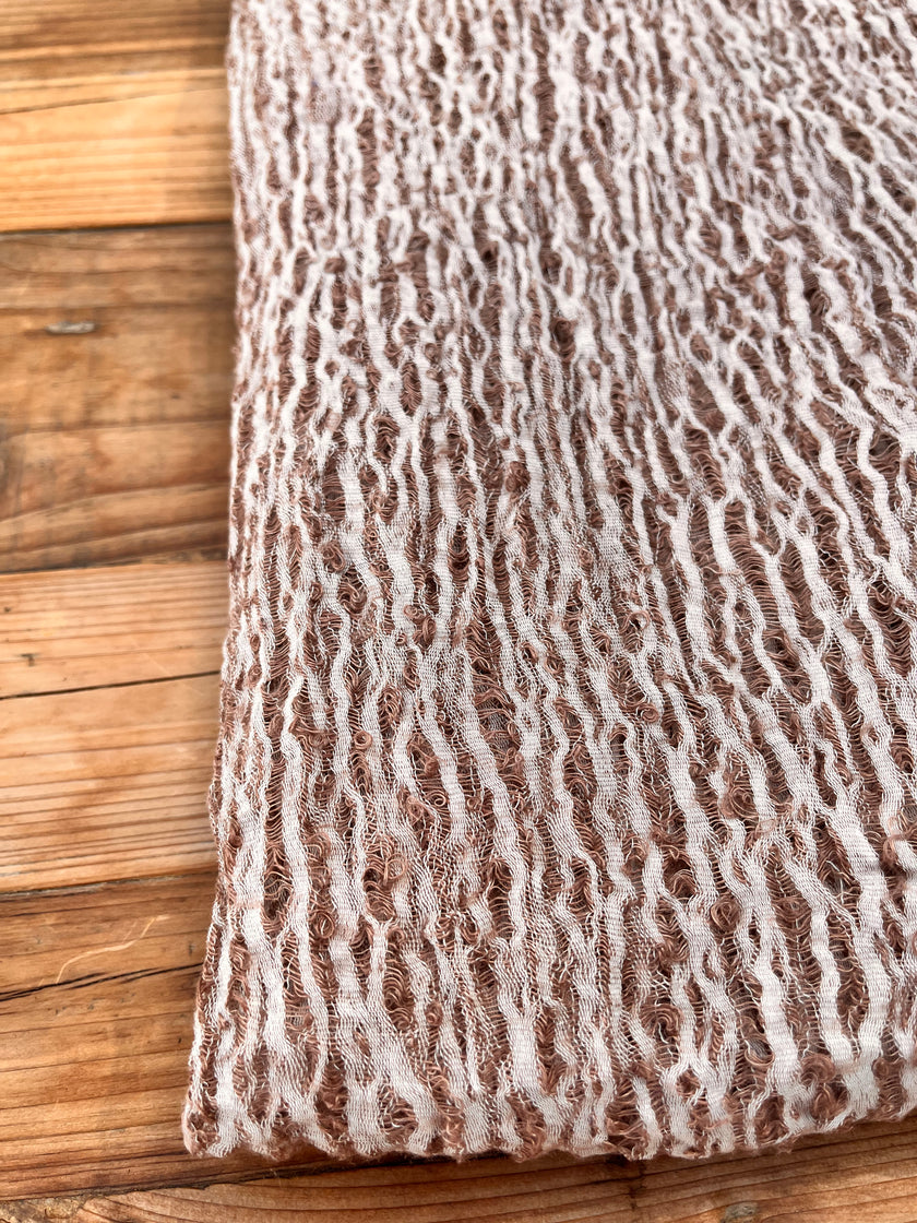 Metre Kare Kahverengi Keten Kumaş, Organik Pamuklu Kumaş, Dokulu El Dokuma Yarı Şeffaf Doğal Kumaşlar.