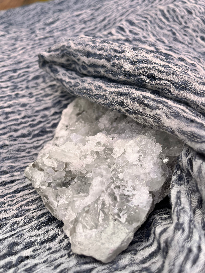 Metre Kare Mavi Gri Keten Kumaş, Organik Pamuklu Kumaş, Dokulu El Dokuma Yarı Şeffaf Doğal Kumaşlar.