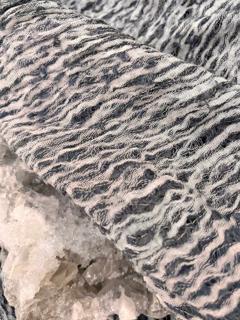 Metre Kare Mavi Gri Keten Kumaş, Organik Pamuklu Kumaş, Dokulu El Dokuma Yarı Şeffaf Doğal Kumaşlar.