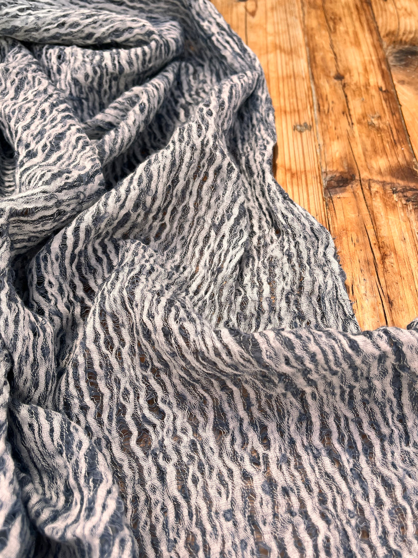 Metre Kare Mavi Gri Keten Kumaş, Organik Pamuklu Kumaş, Dokulu El Dokuma Yarı Şeffaf Doğal Kumaşlar.