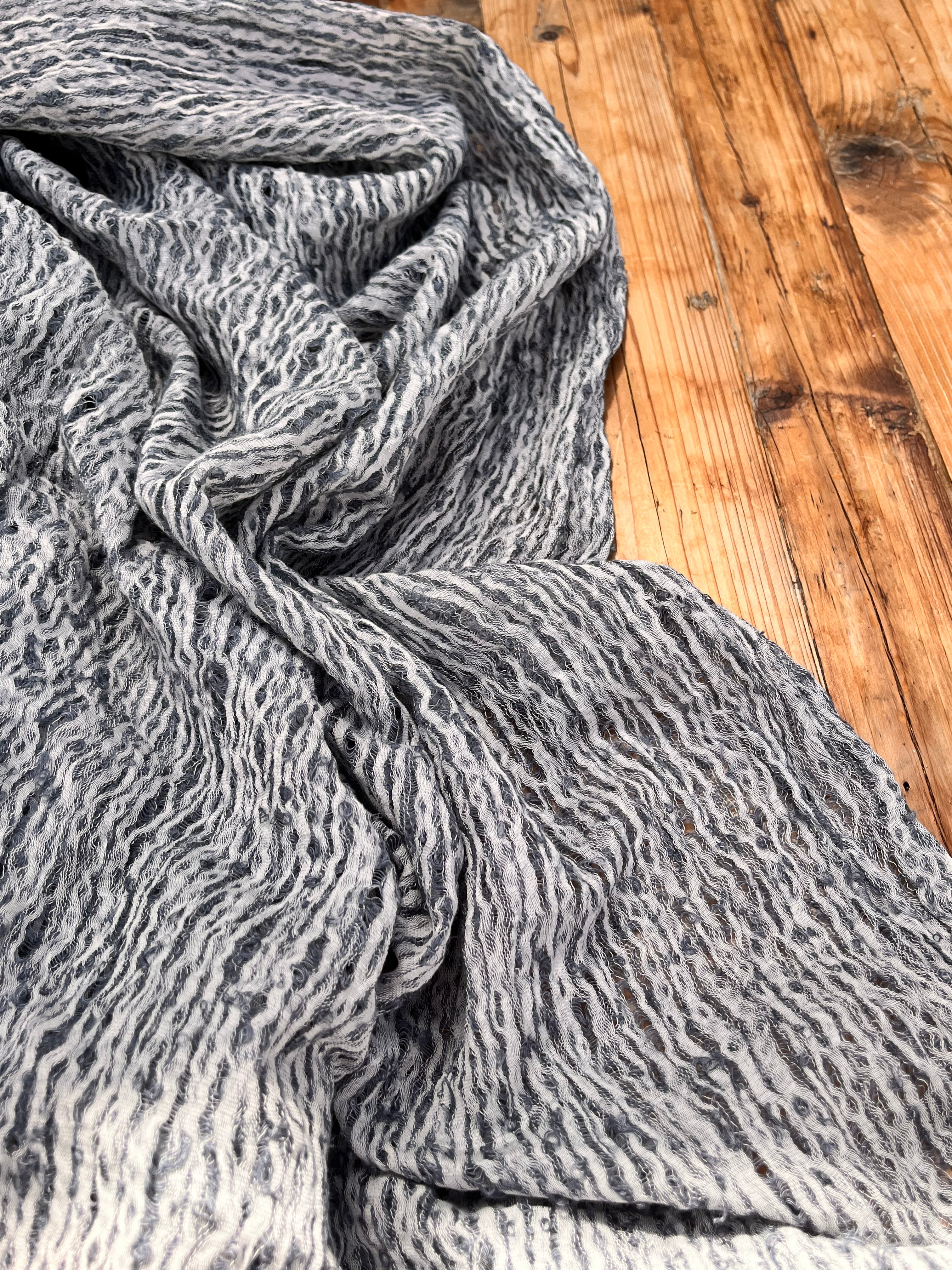 Bluish Gray Linen Fabric By The Yard Textured Handloom Semi-Sheer Natural Fabrics.