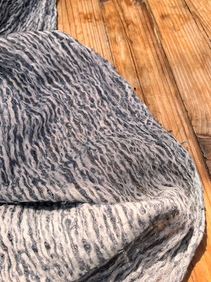 Metre Kare Mavi Gri Keten Kumaş, Organik Pamuklu Kumaş, Dokulu El Dokuma Yarı Şeffaf Doğal Kumaşlar.