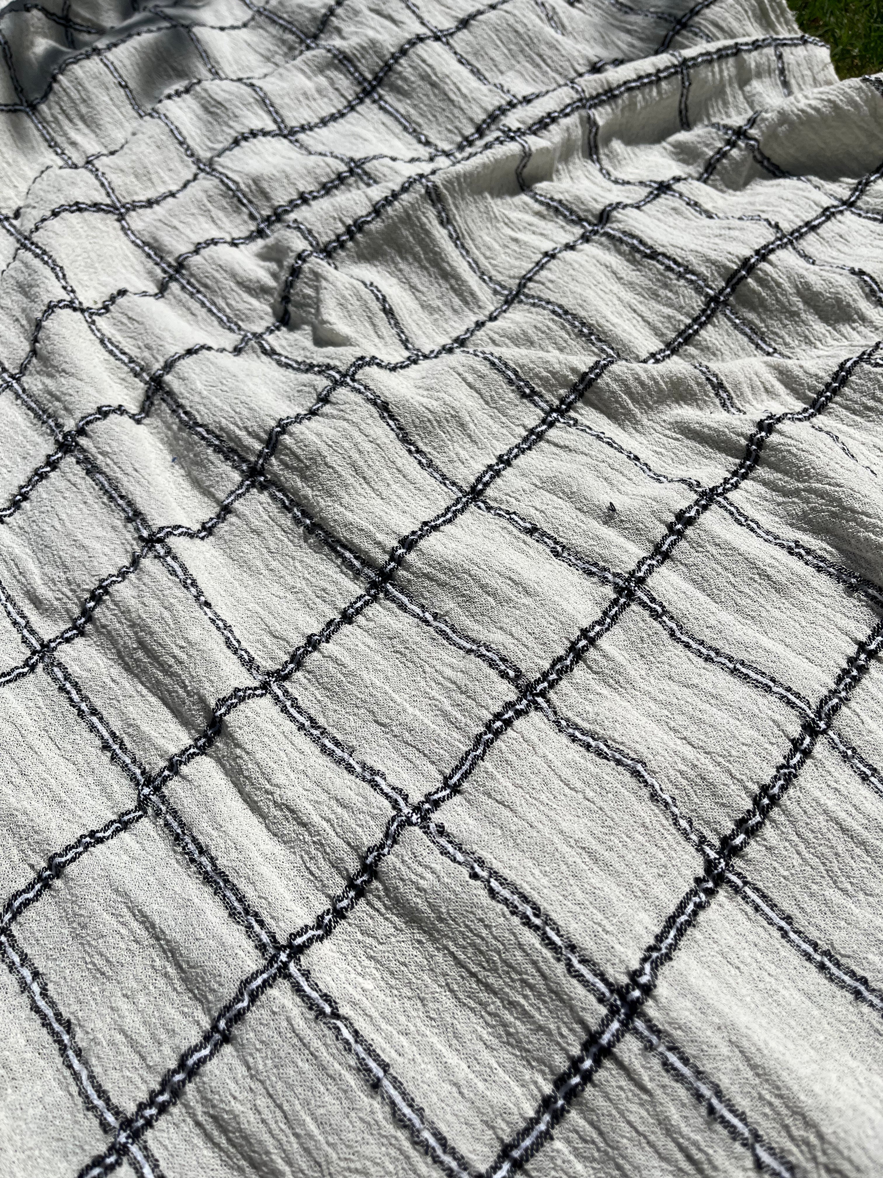Cotton Gauze Fabric Sheer & Stretchy With Stripes