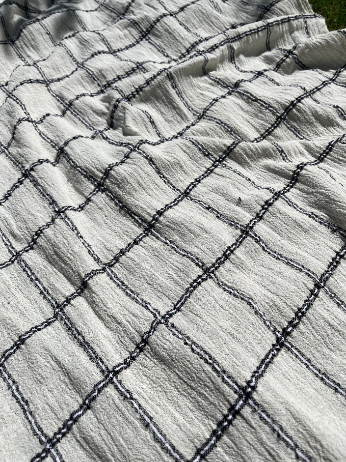 Cotton Gauze Fabric Sheer & Stretchy With Stripes