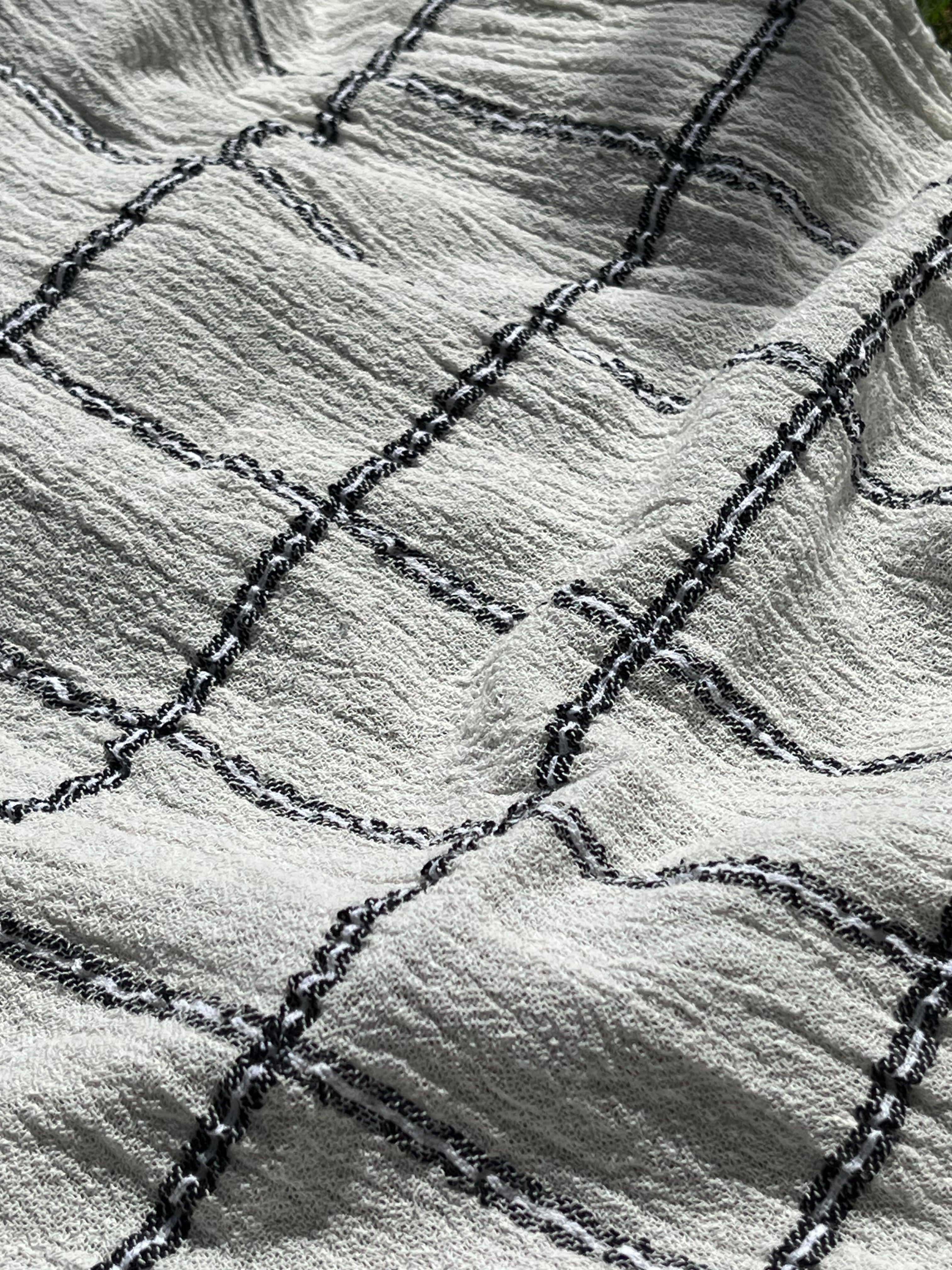 Cotton Gauze Fabric Sheer & Stretchy With Stripes