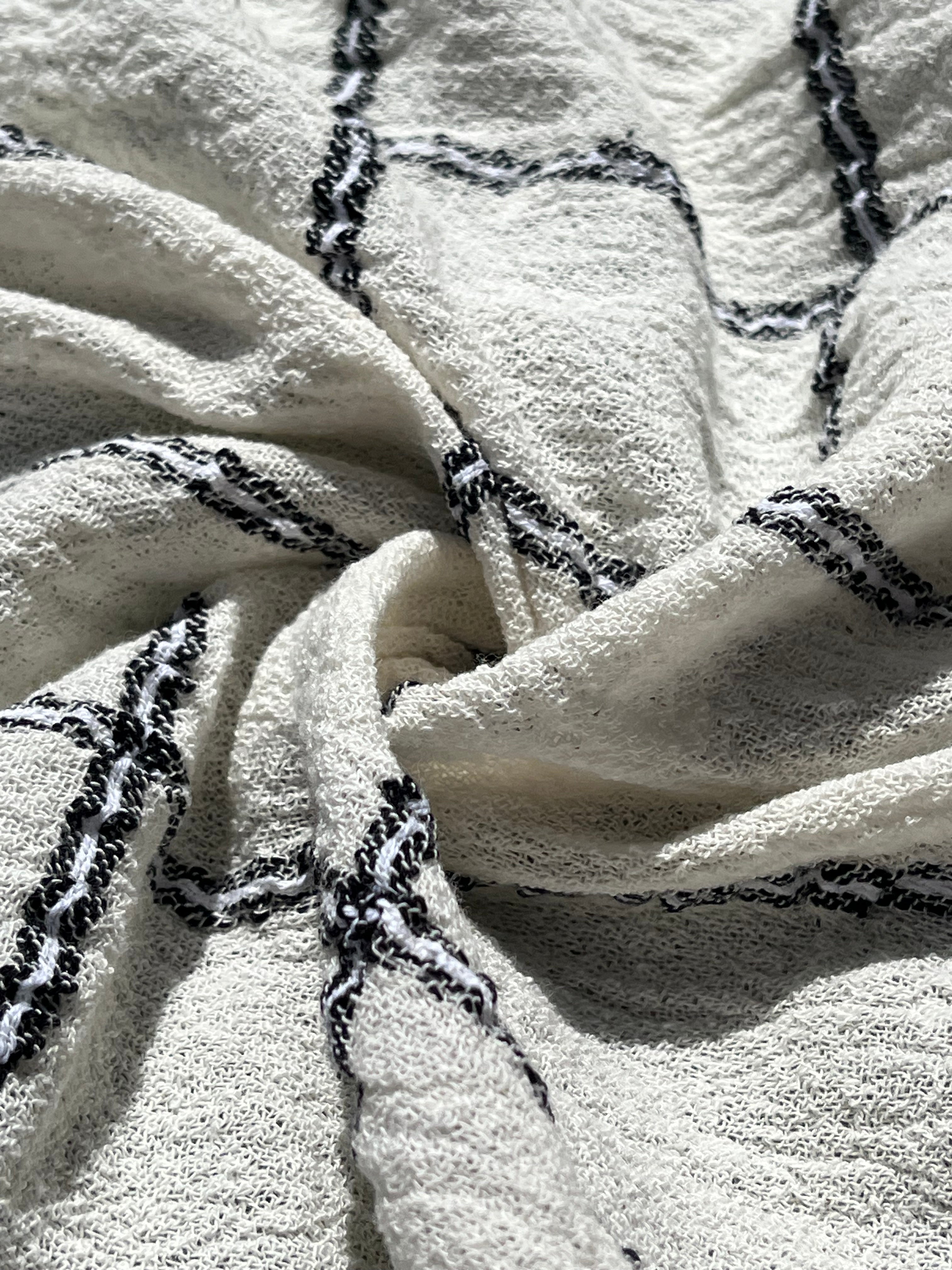 Cotton Gauze Fabric Sheer & Stretchy With Stripes