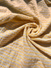 Yellow Striped Organic Cotton Fabric By The Meter, Crinkle Fabric With Pin Stripes.