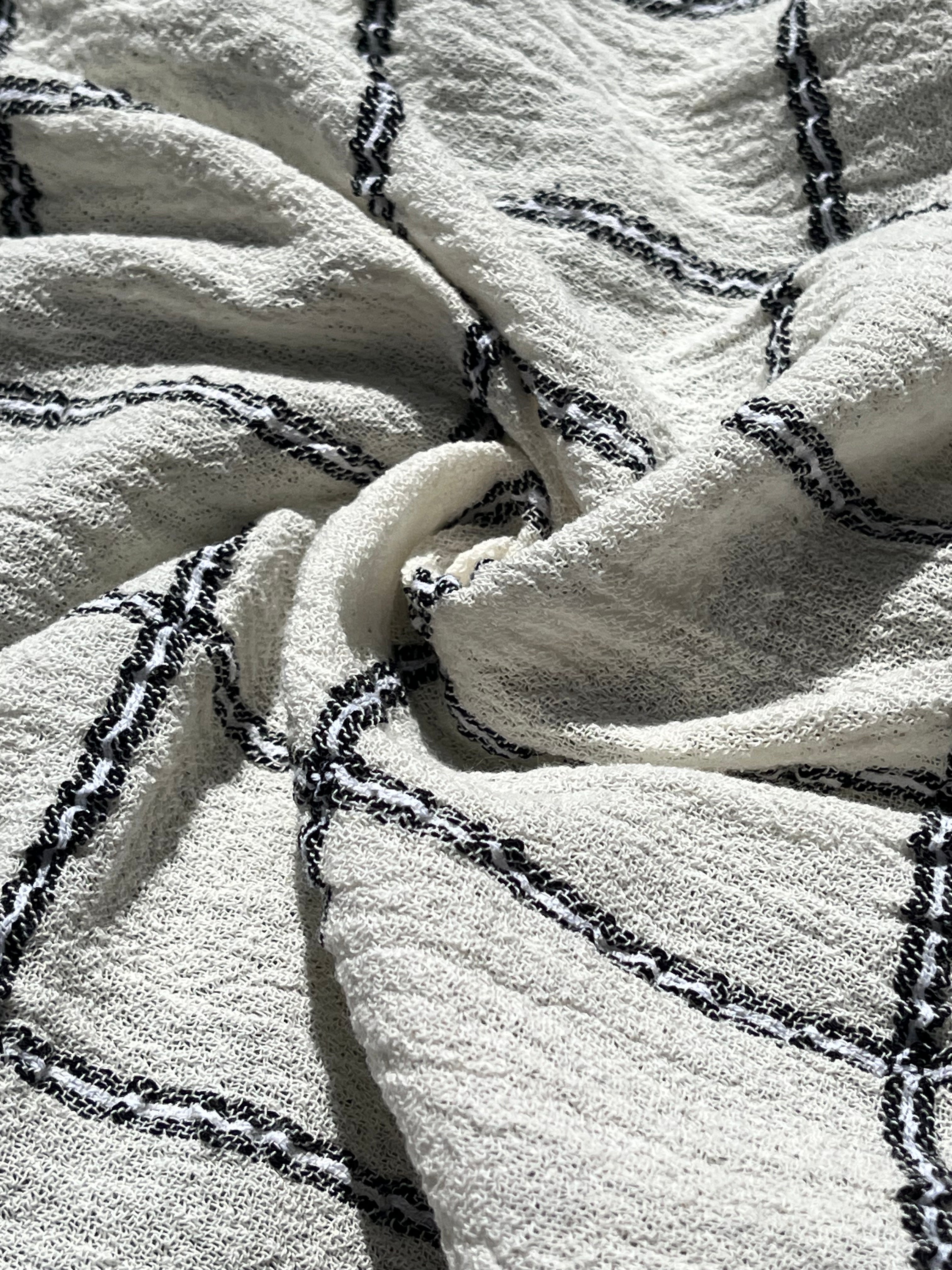 Cotton Gauze Fabric Sheer & Stretchy With Stripes