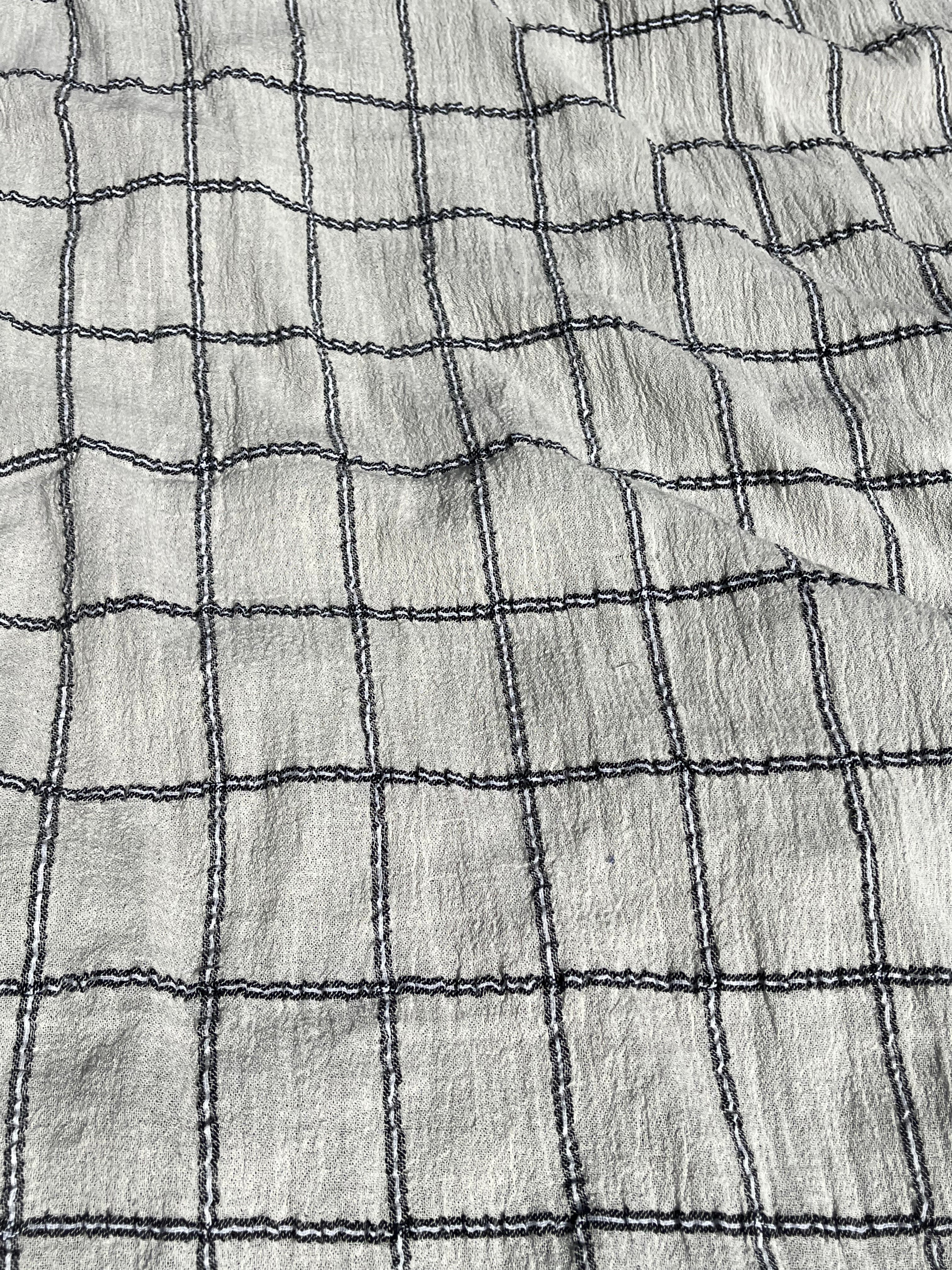 Cotton Gauze Fabric Sheer & Stretchy With Stripes