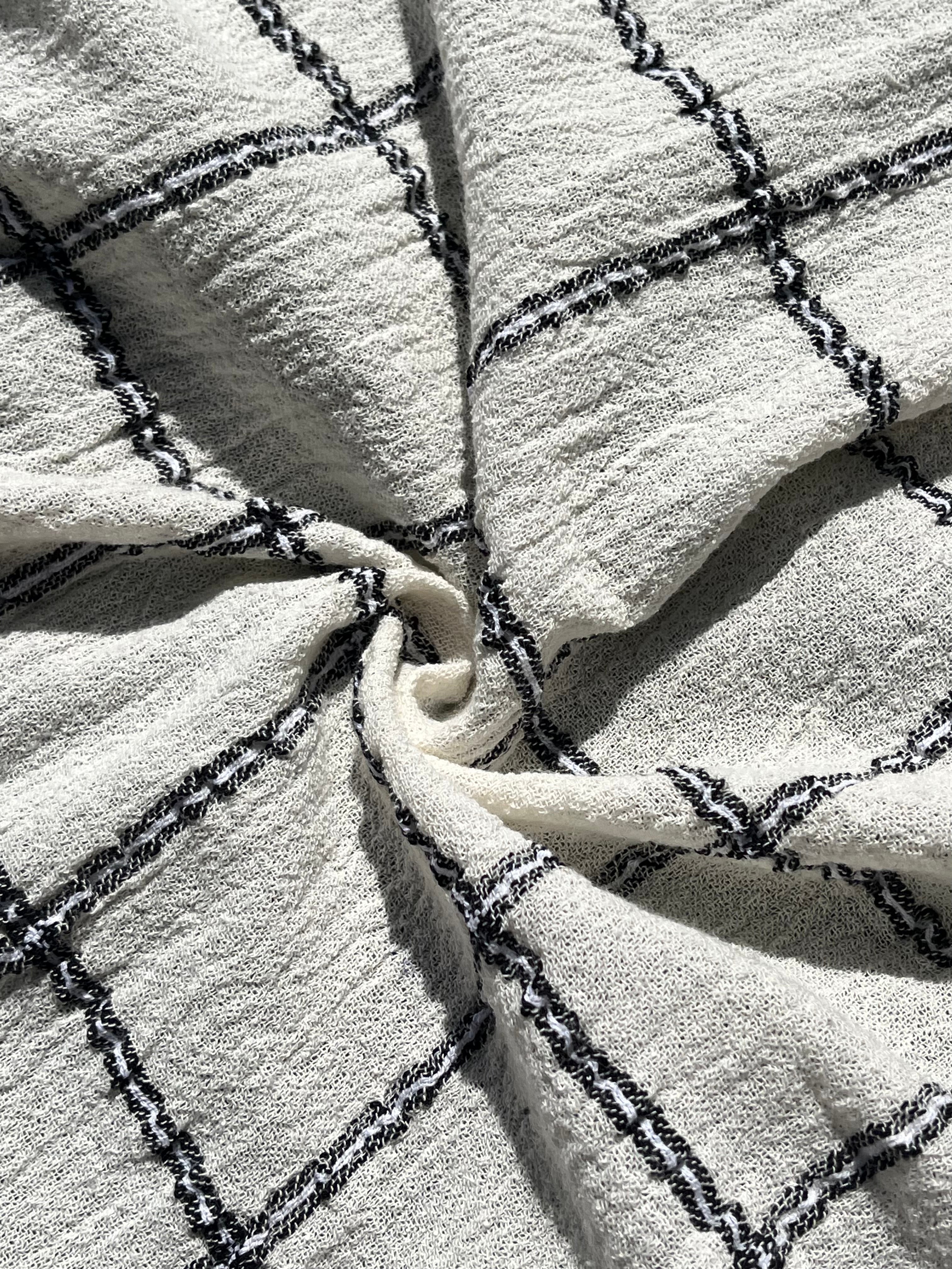 Cotton Gauze Fabric Sheer & Stretchy With Stripes