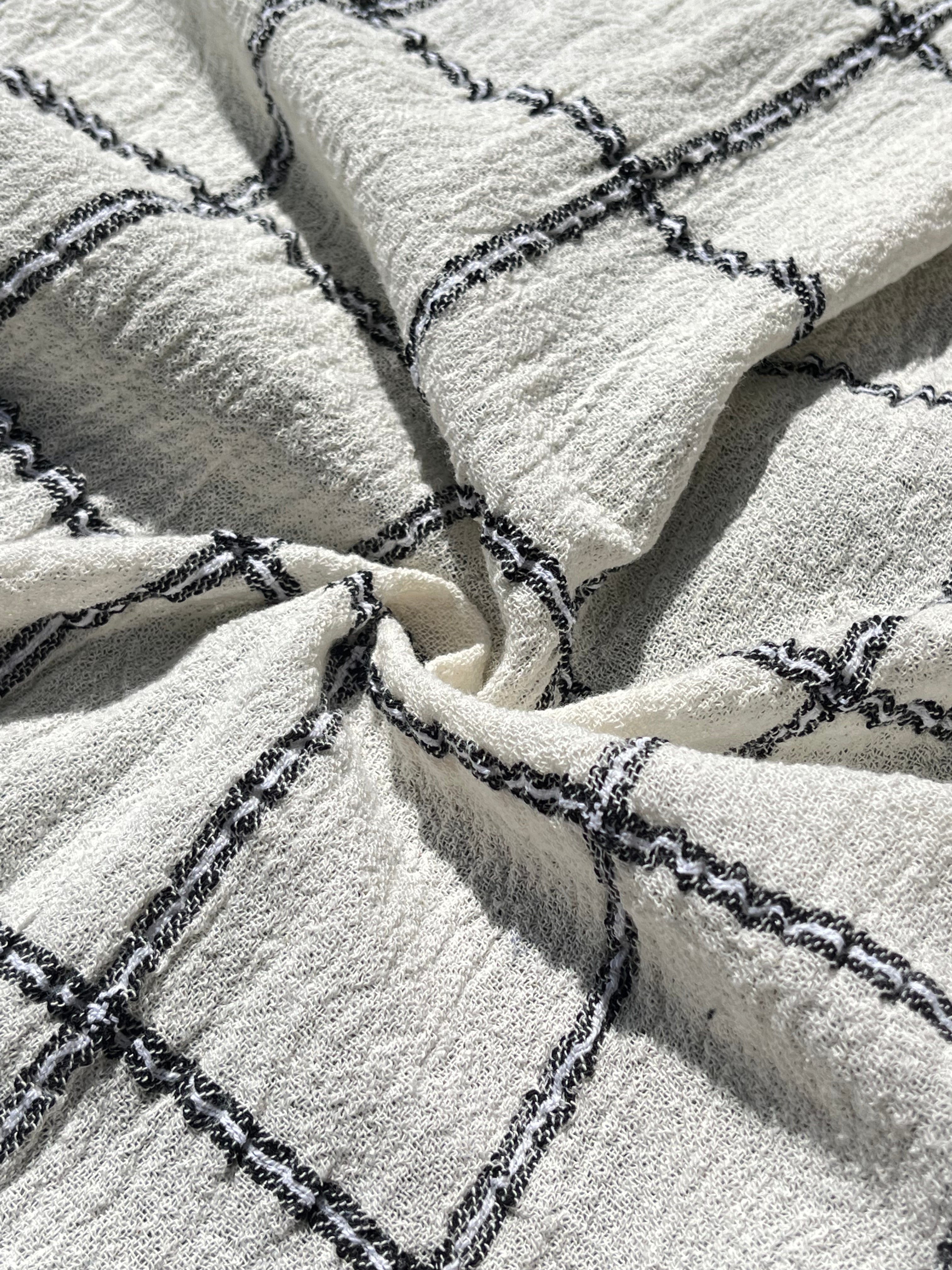 Cotton Gauze Fabric Sheer & Stretchy With Stripes