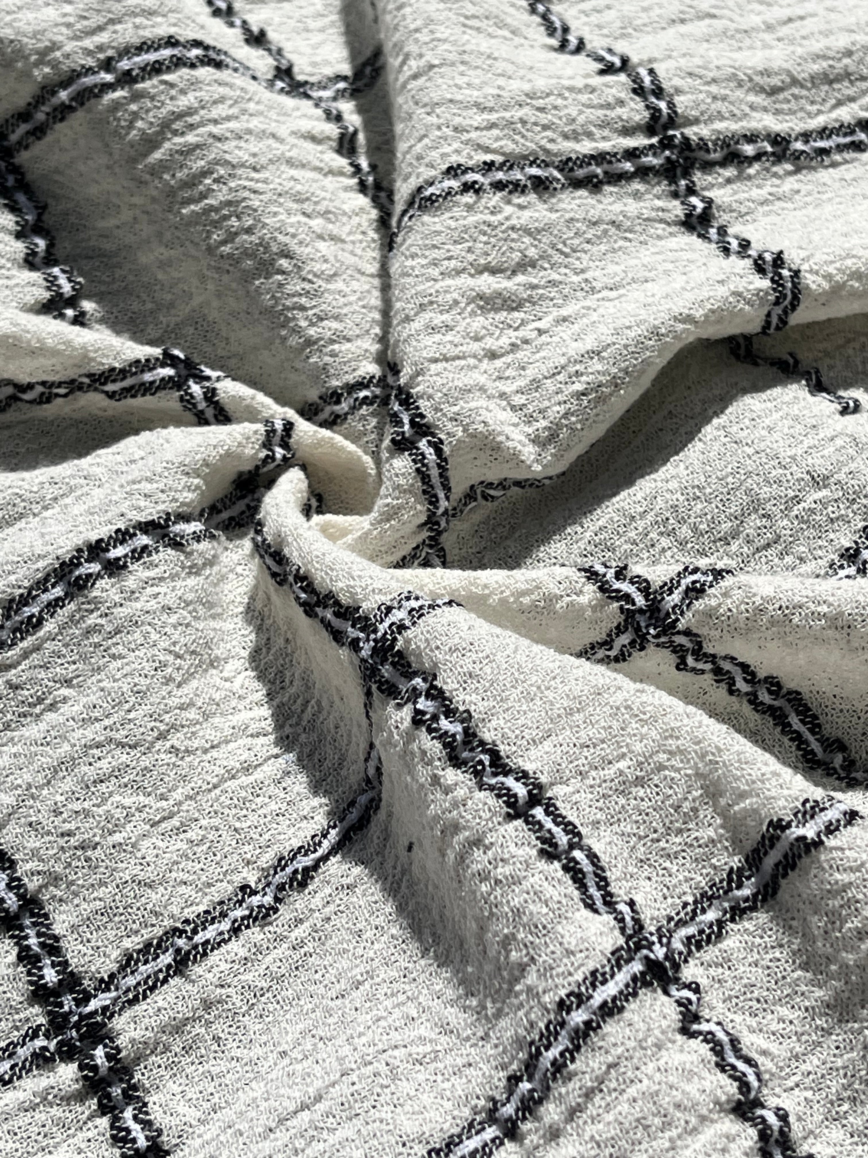 Cotton Gauze Fabric Sheer & Stretchy With Stripes