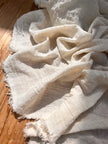 White Pin Striped Neutral Organic Cotton Fabric By The Meter.