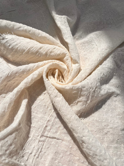 White Pin Striped Neutral Organic Cotton Fabric By The Meter.