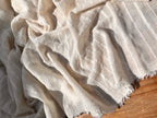 White Pin Striped Neutral Organic Cotton Fabric By The Meter.