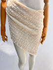 Neutral Textured Cotton Stretchy Crinkle Fabric.
