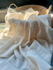 Neutral Stretchy Crinkle Cotton Fabric, Textured Surface,Off White Ivory Cotton Fabric, Light Weight.