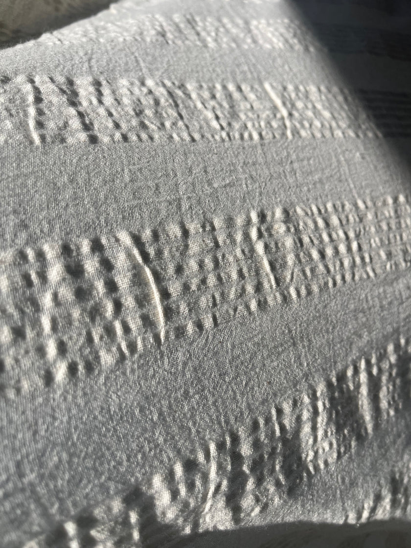 Metre Fiyatına Ağartılmamış Ekru Pamuklu Keten Kumaş, Nötr Boyanmamış İnce Çizgiler, Geniş En.