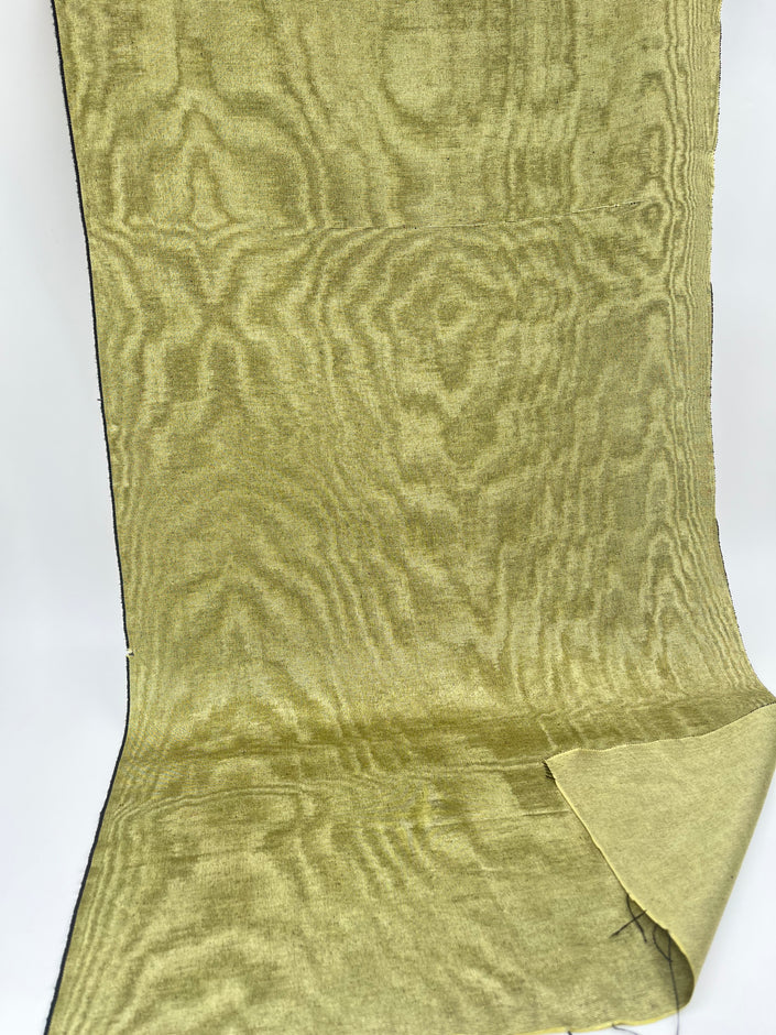 Light Green Silk Fabric, Moire Silk Fabric, Silk By The Yard. Watermark Pattern.