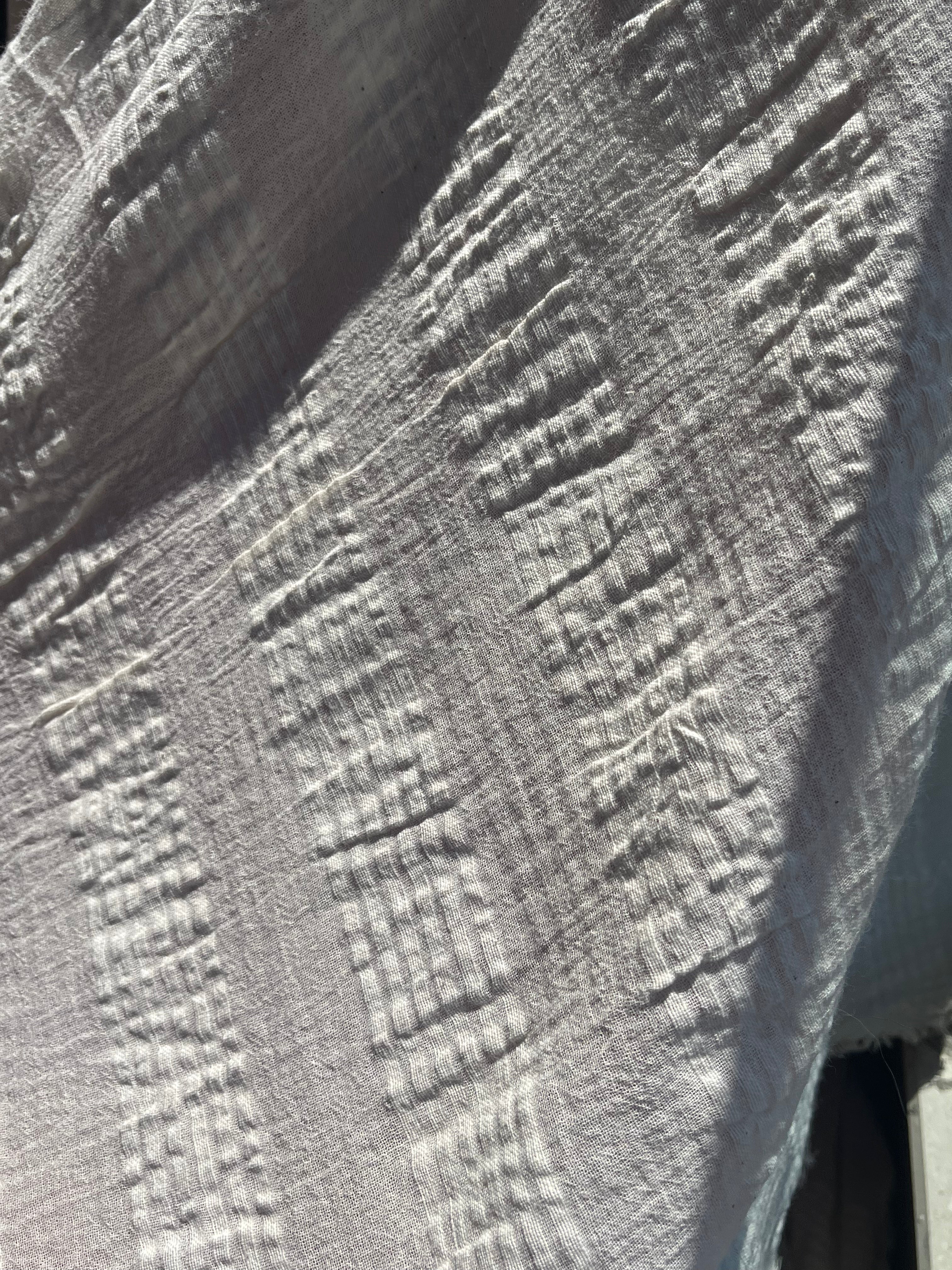 Ecru Cotton Gauze Fabric By The Meter, Neutral Undyed Pin Stripes.