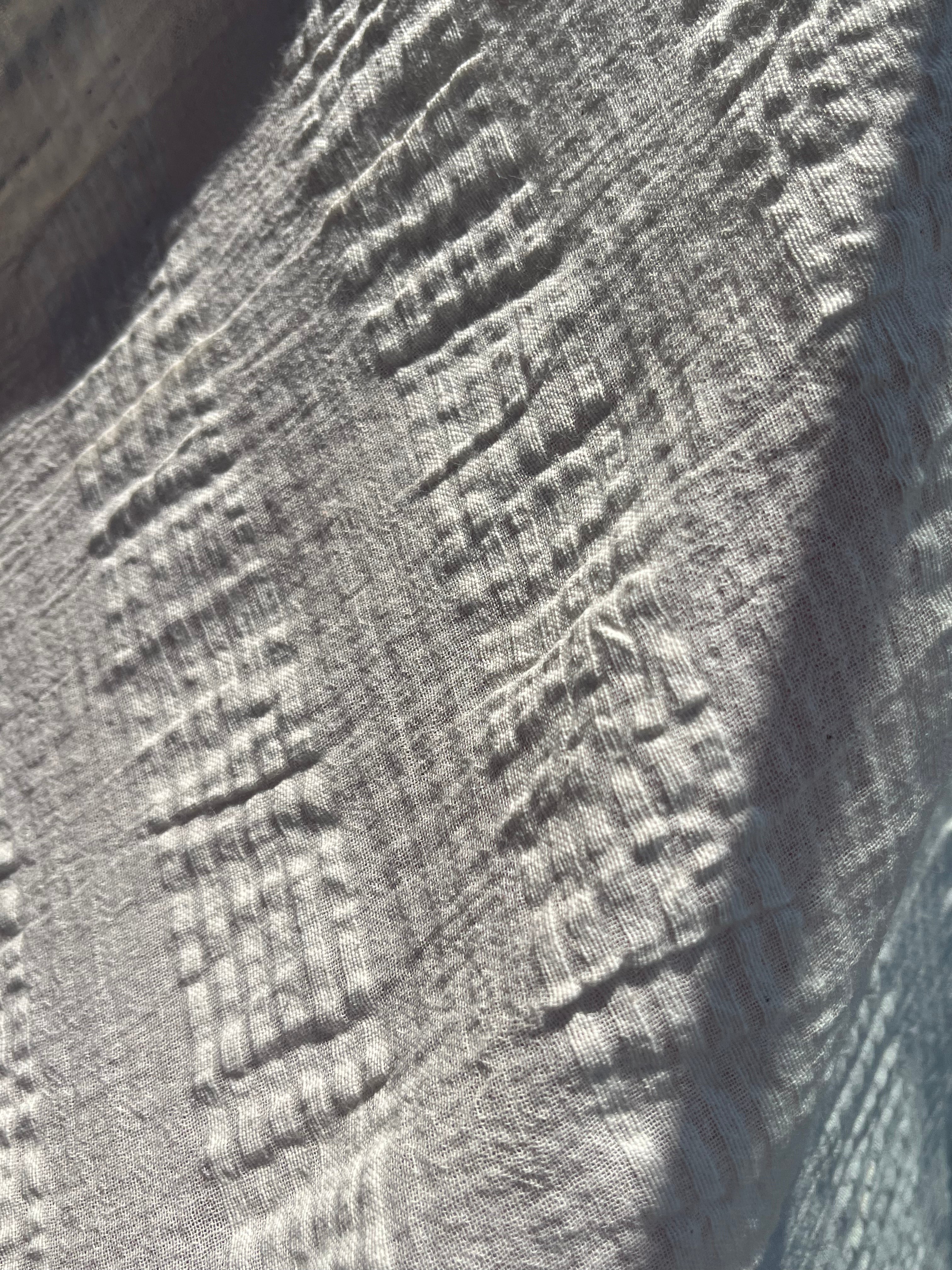 Ecru Cotton Gauze Fabric By The Meter, Neutral Undyed Pin Stripes.