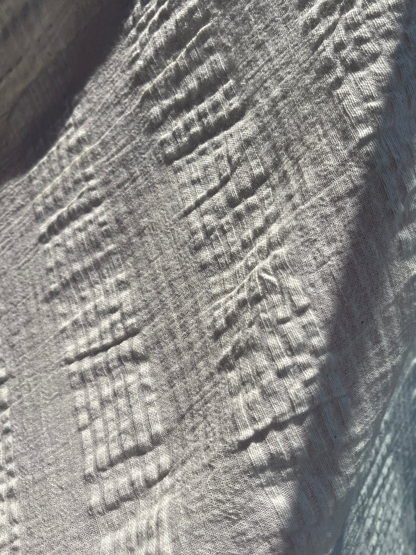 Metre Fiyatına Ağartılmamış Ekru Pamuklu Keten Kumaş, Nötr Boyanmamış İnce Çizgiler, Geniş En.