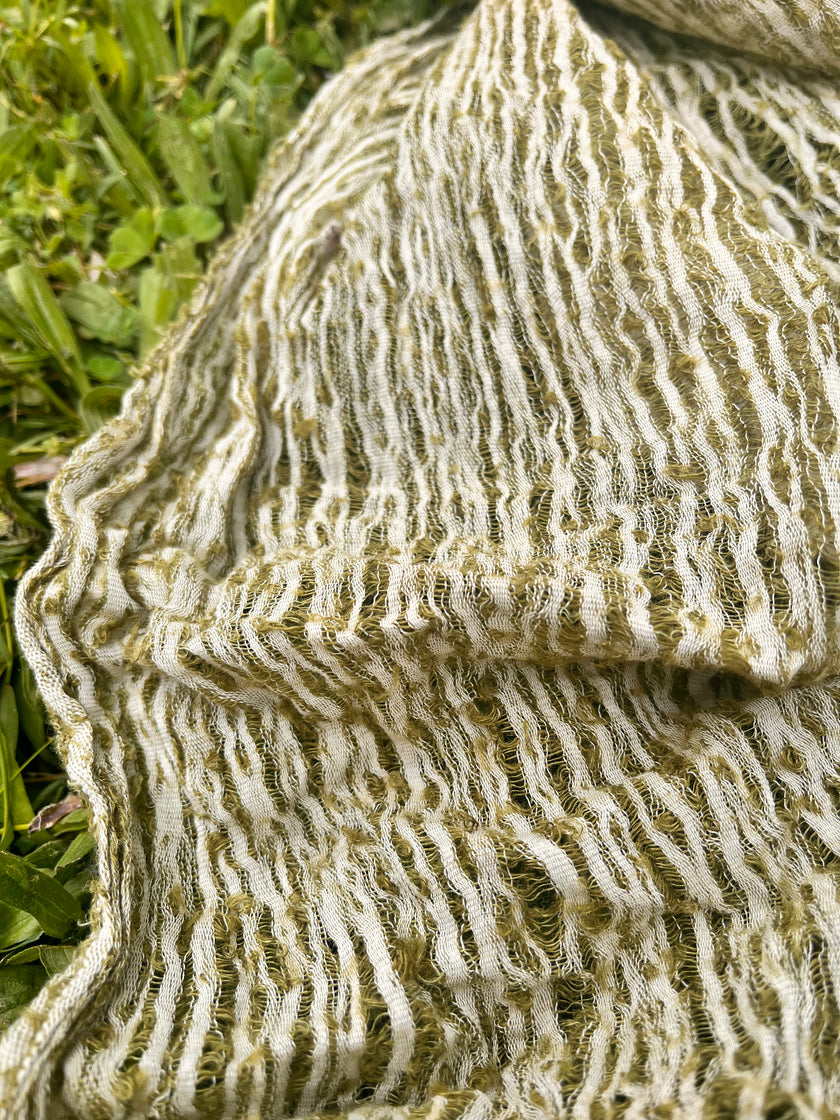 Metre Kare Yeşil Keten Kumaş, Organik Pamuklu Kumaş, Dokulu El Dokuma Doğal Kumaşlar.