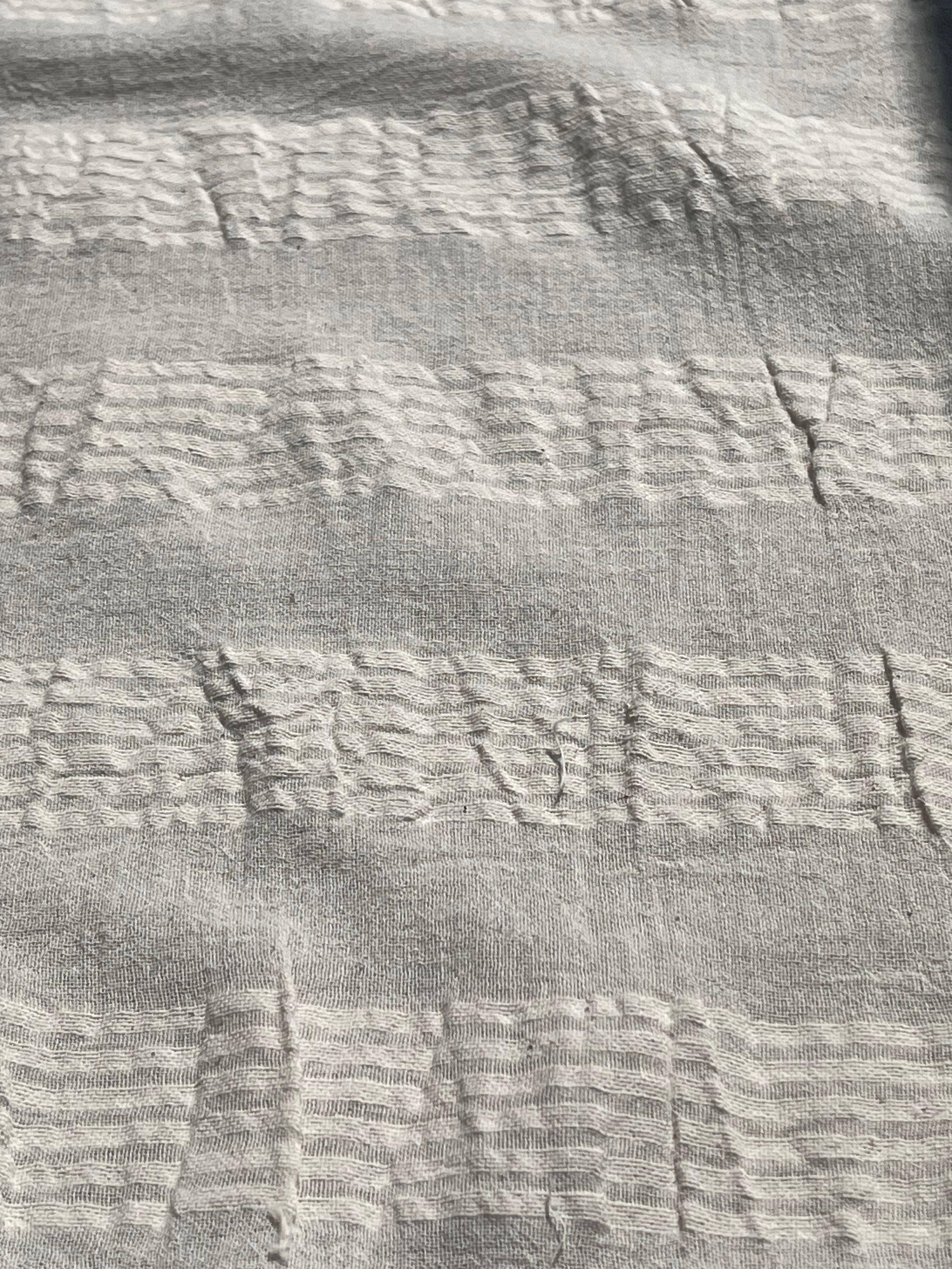 Ecru Cotton Gauze Fabric By The Meter, Neutral Undyed Pin Stripes.