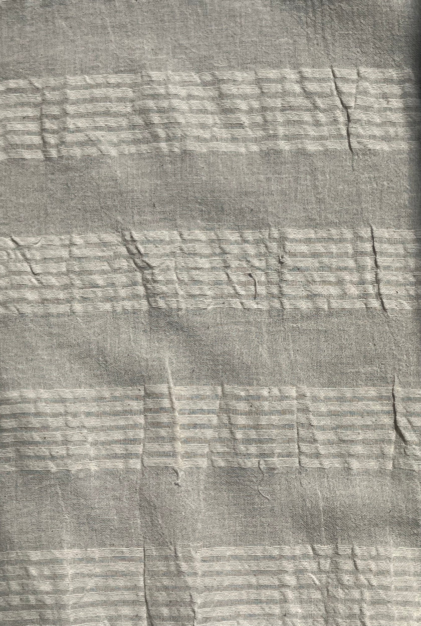 Metre Fiyatına Ağartılmamış Ekru Pamuklu Keten Kumaş, Nötr Boyanmamış İnce Çizgiler, Geniş En.