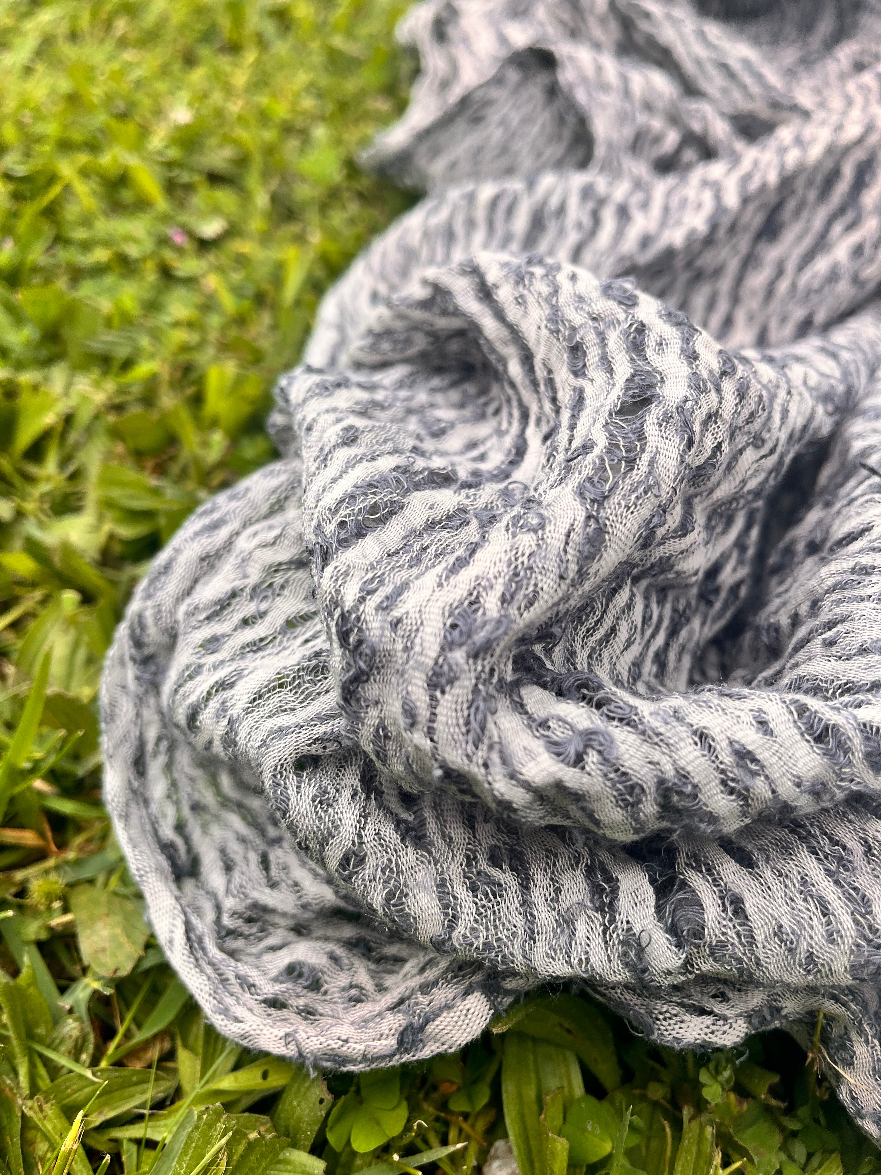 Bluish Gray Linen Fabric By The Yard Textured Handloom Semi-Sheer Natural Fabrics.