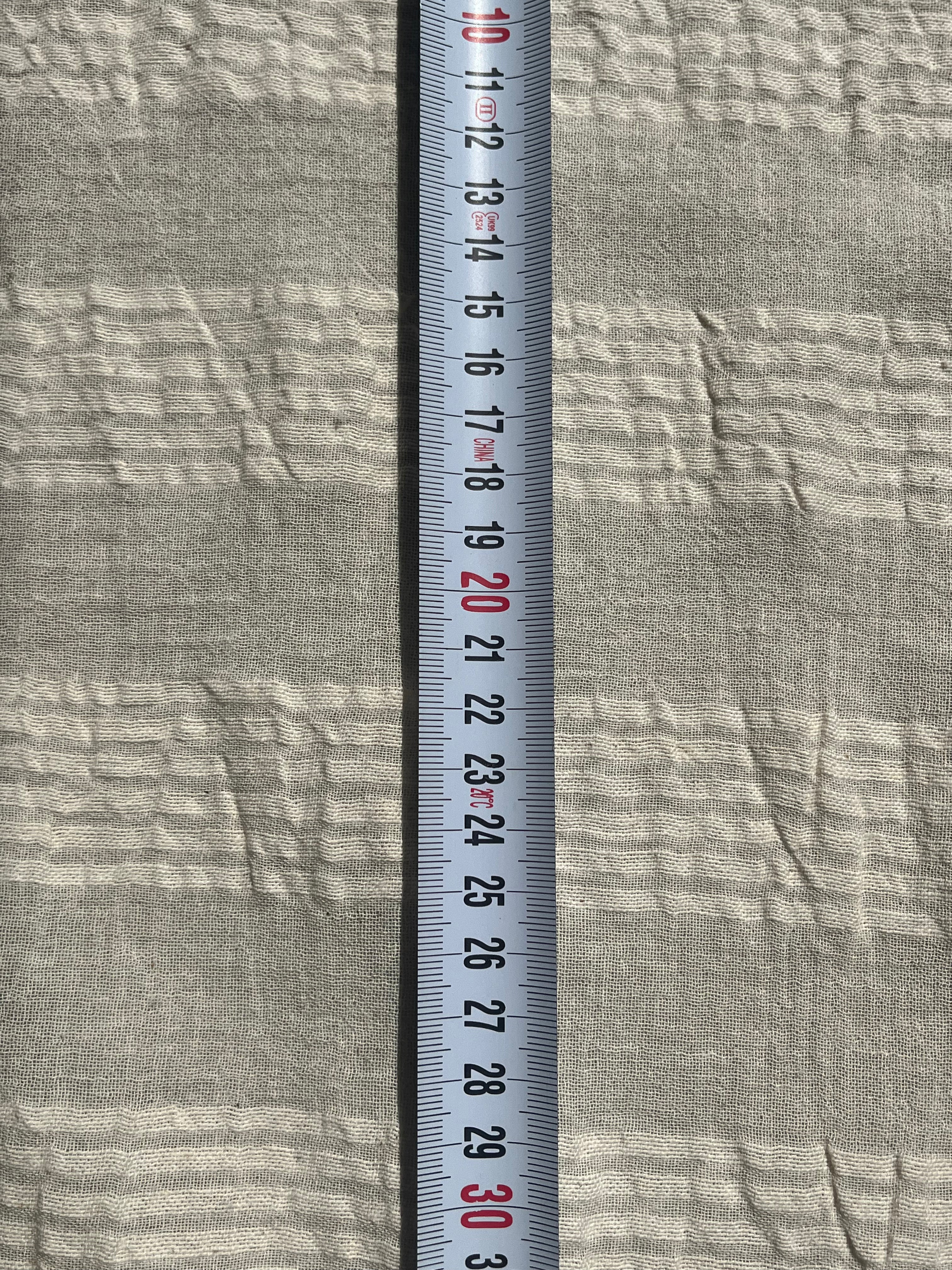 Ecru Cotton Gauze Fabric By The Meter, Neutral Undyed Pin Stripes.