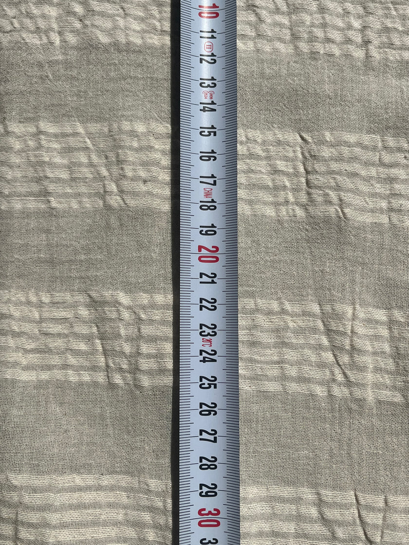 Metre Fiyatına Ağartılmamış Ekru Pamuklu Keten Kumaş, Nötr Boyanmamış İnce Çizgiler, Geniş En.