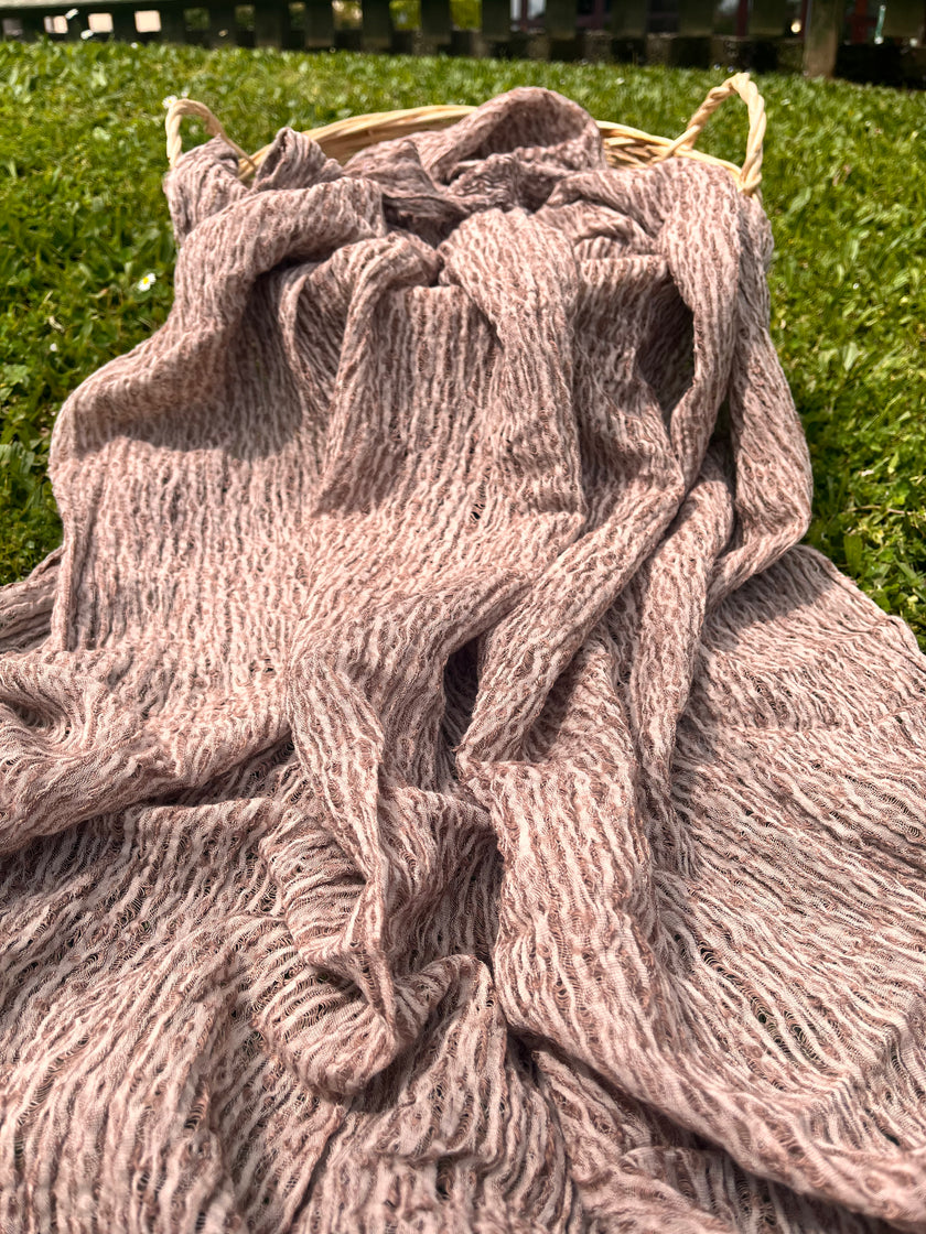 Metre Kare Kahverengi Keten Kumaş, Organik Pamuklu Kumaş, Dokulu El Dokuma Yarı Şeffaf Doğal Kumaşlar.