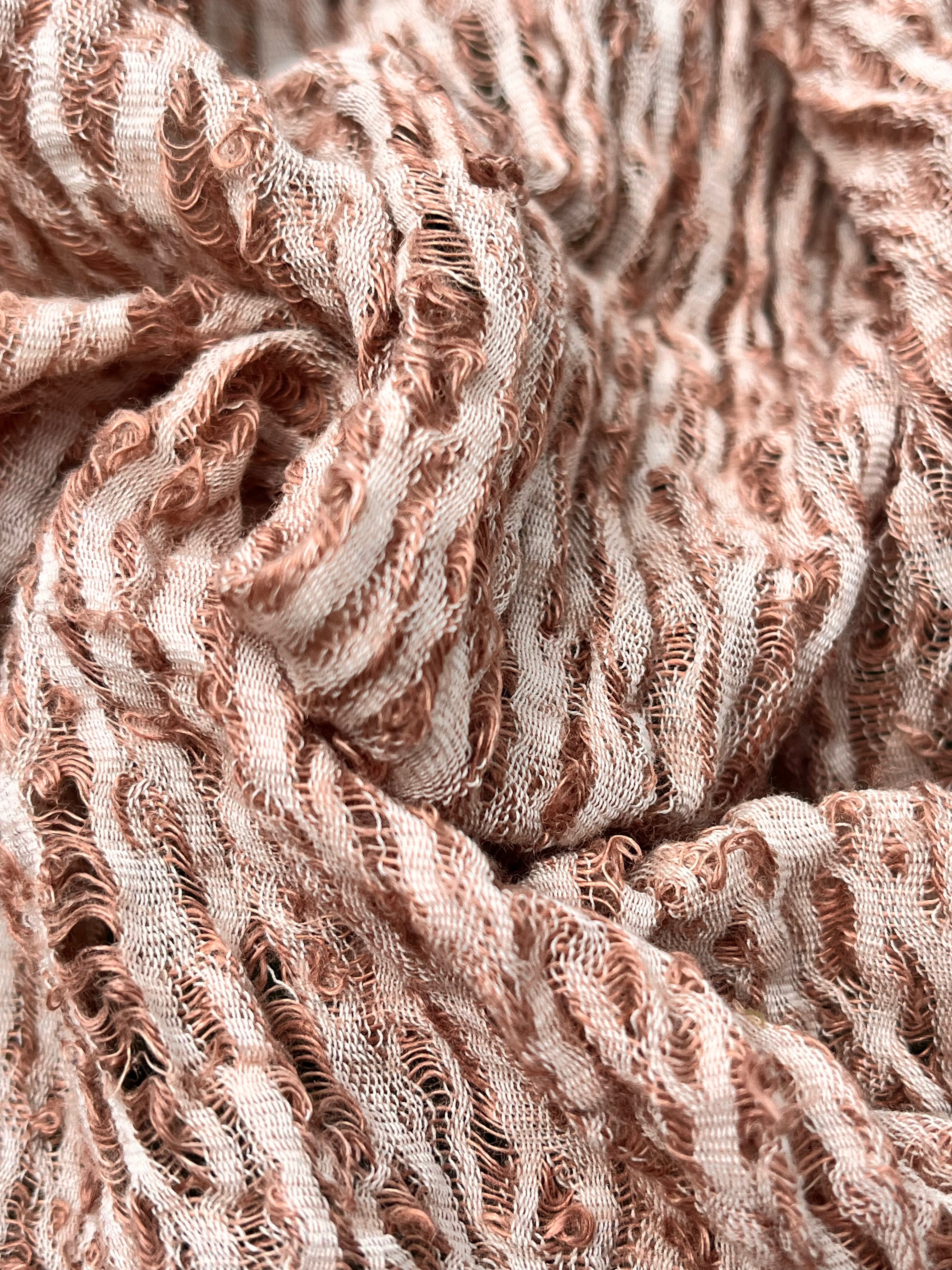 Brown Linen Fabric By The Yard Textured Handloom Semi-Sheer Natural Fabrics.