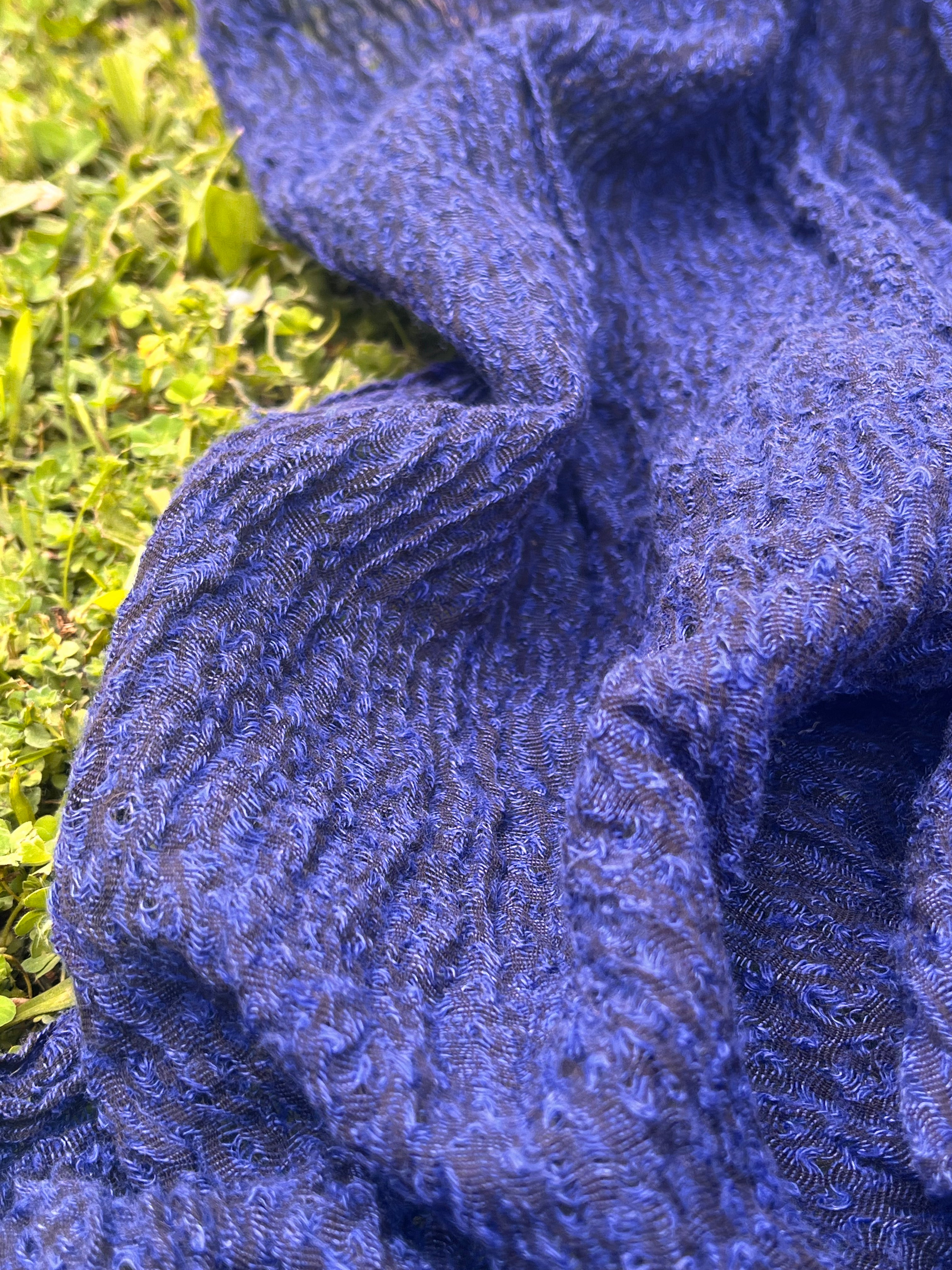 Indigo Blue Linen Fabric By The Yard Textured Handloom Semi-Sheer Natu ...