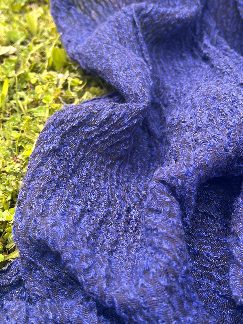 Metre Kare Indigo Mavi Keten Kumaş, Organik Pamuklu Kumaş, Dokulu El Dokuma Yarı Şeffaf Doğal Kumaşlar.