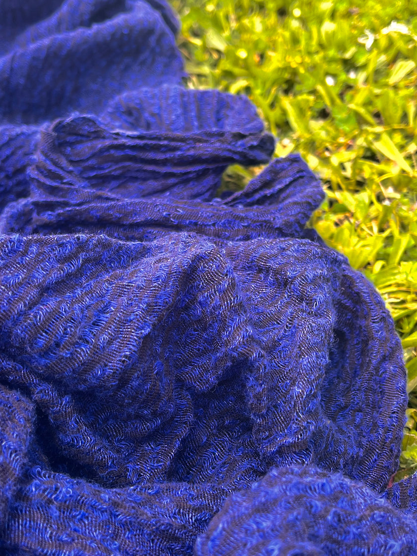 Metre Kare Indigo Mavi Keten Kumaş, Organik Pamuklu Kumaş, Dokulu El Dokuma Yarı Şeffaf Doğal Kumaşlar.