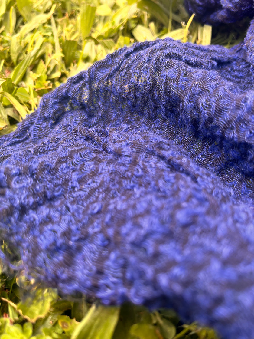 Metre Kare Indigo Mavi Keten Kumaş, Organik Pamuklu Kumaş, Dokulu El Dokuma Yarı Şeffaf Doğal Kumaşlar.