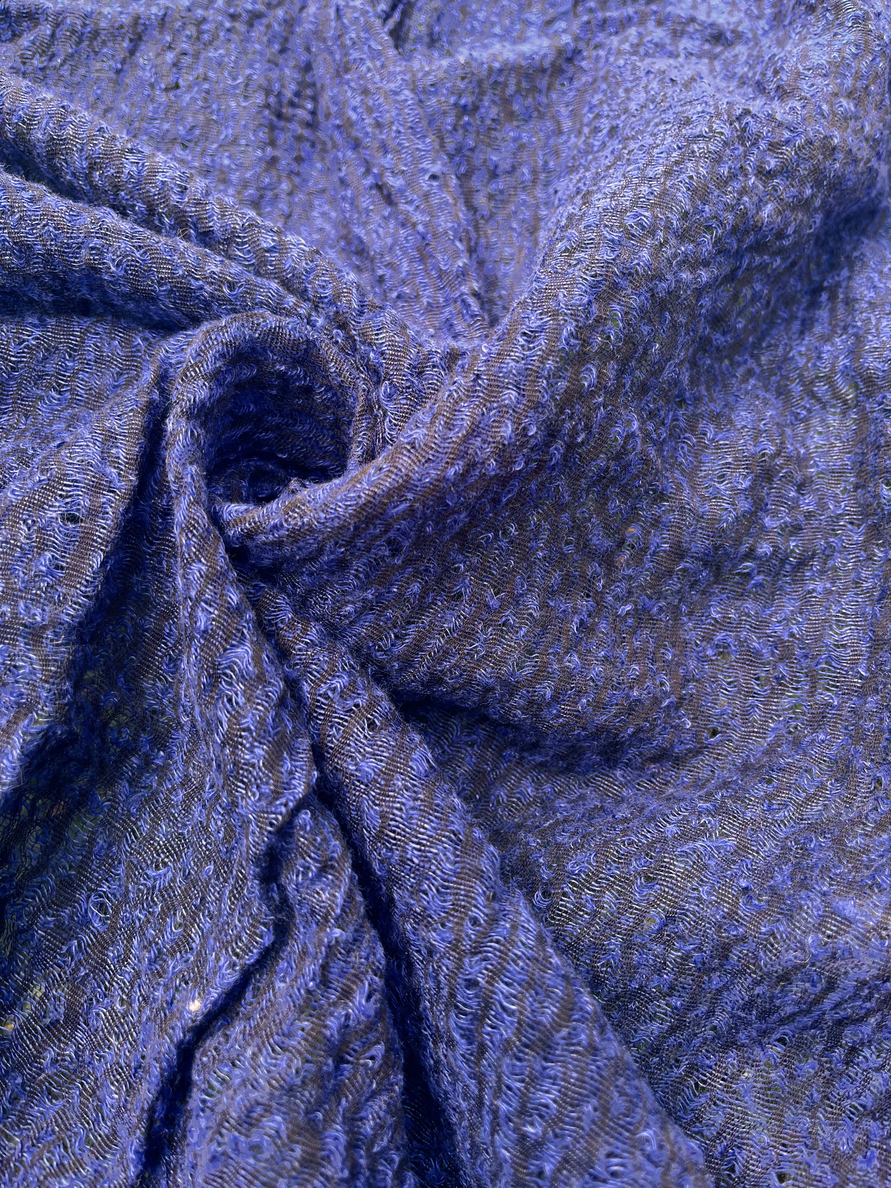 Indigo Blue Linen Fabric By The Yard Textured Handloom Semi-Sheer Natu ...