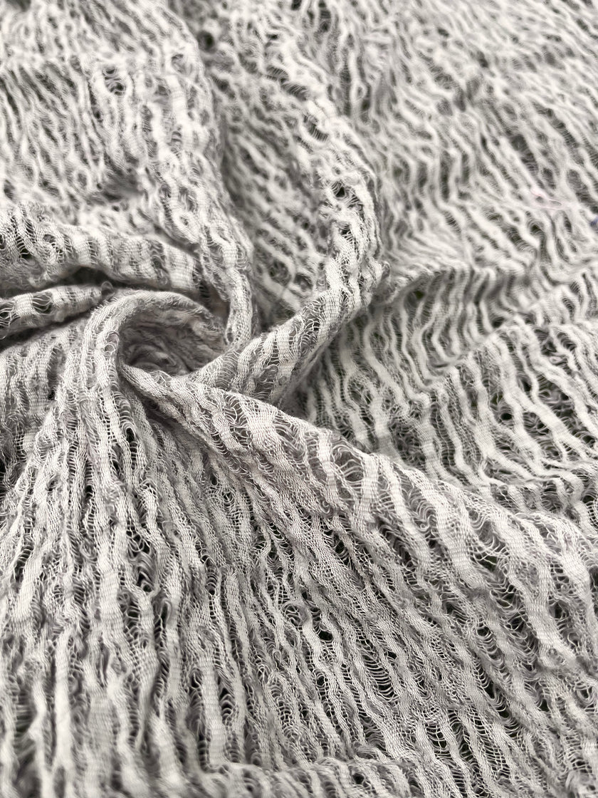 Metreyle Açık Gri Keten Kumaş, Organik Pamuklu Kumaş, Dokulu El Dokuma Yarı Şeffaf Doğal Kumaşlar.