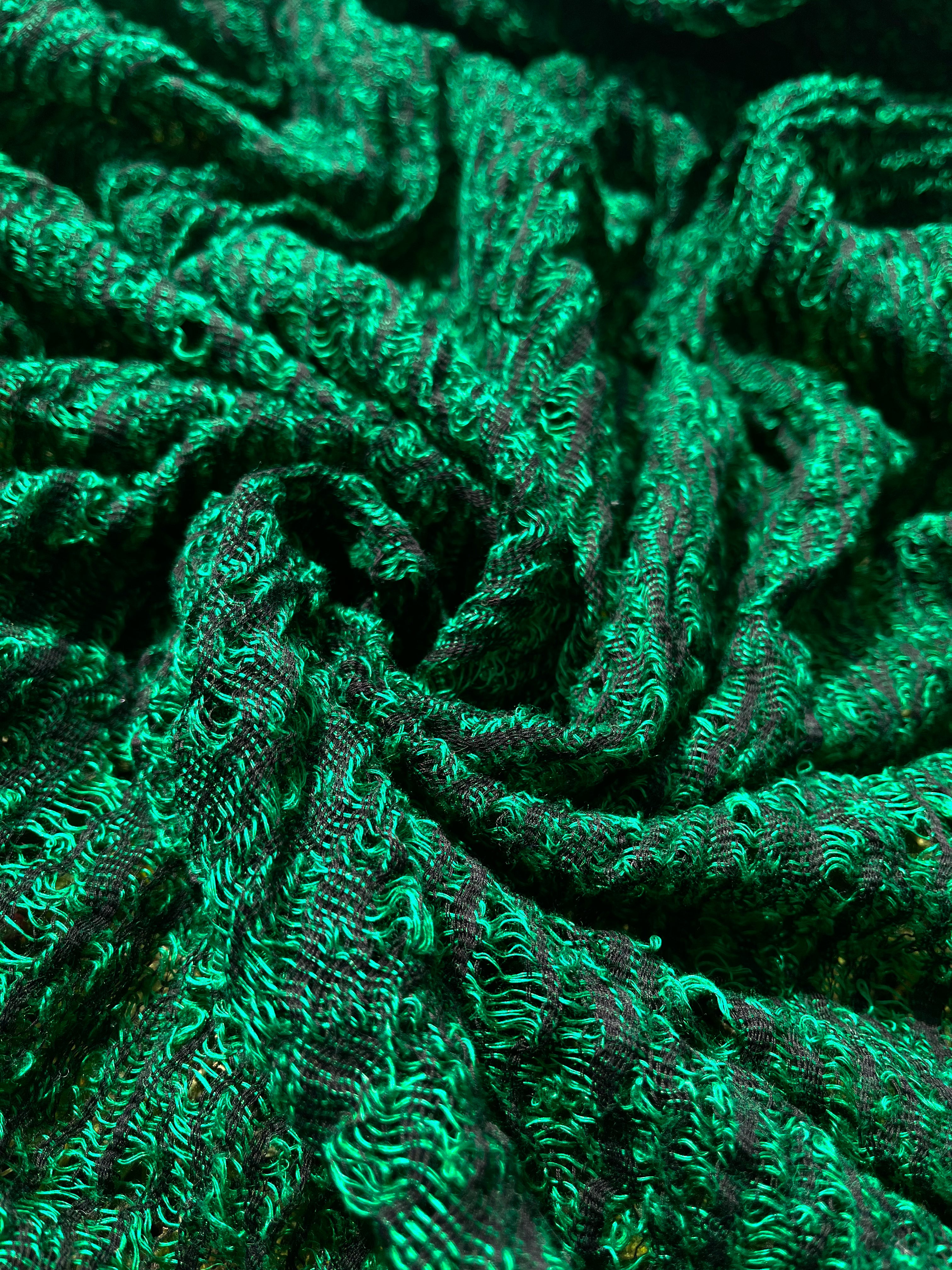 Tissu de lin vert viridian par cour, tissu en coton biologique, tissus naturels semi-transparents texturés à la main