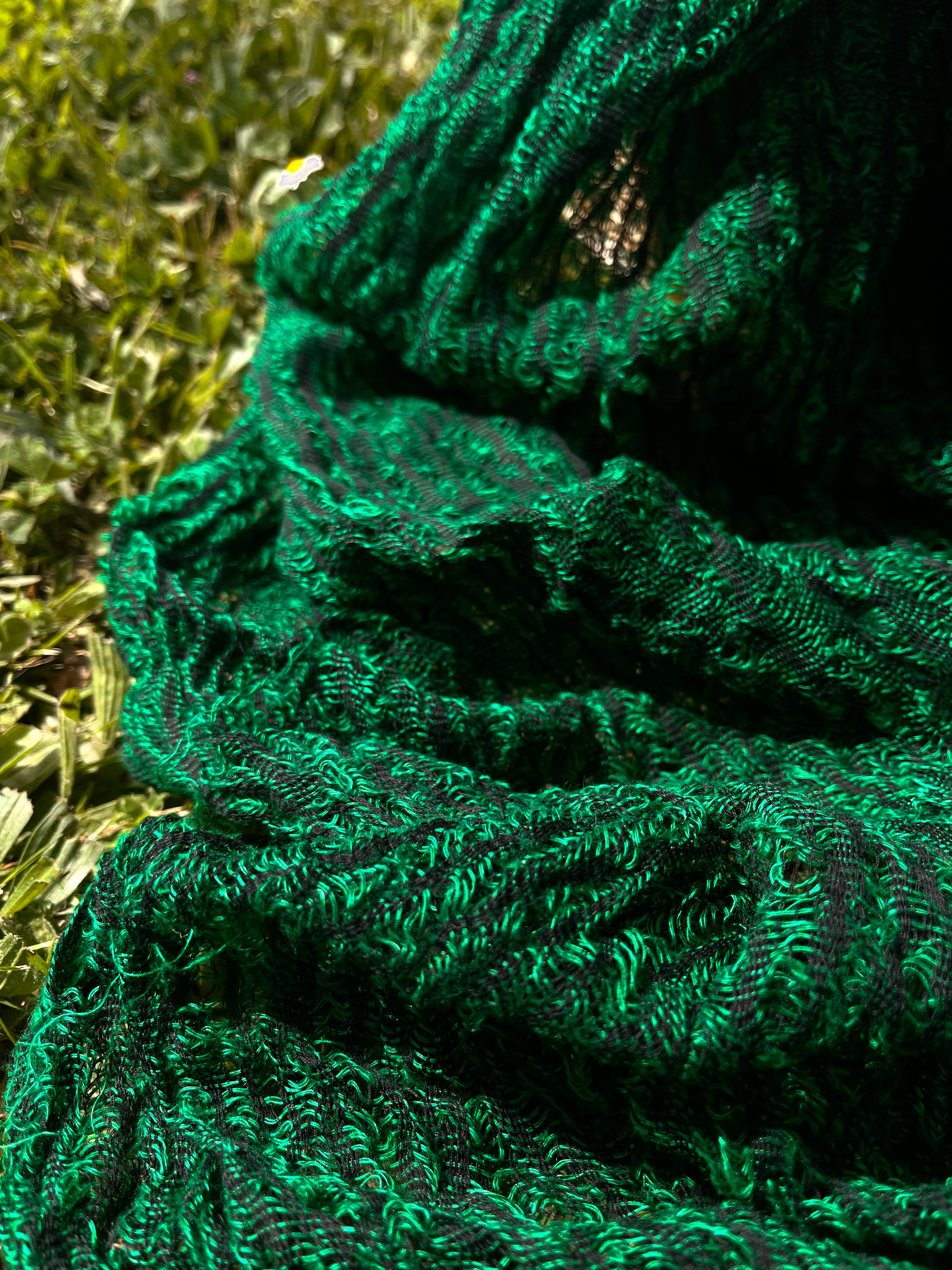 Tissu de lin vert viridian par cour, tissu en coton biologique, tissus naturels semi-transparents texturés à la main
