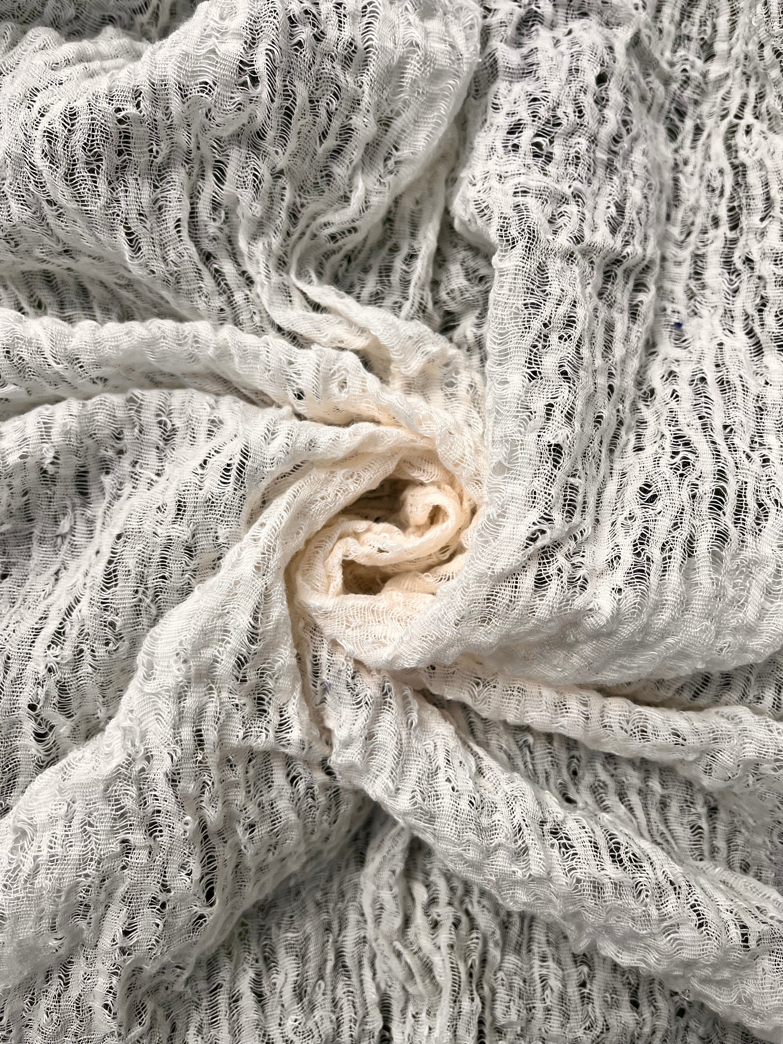 Tissu en lin par cour, tissu en coton biologique, tissus naturels semi-transparents texturés / non blanchis, blanc ivoire.