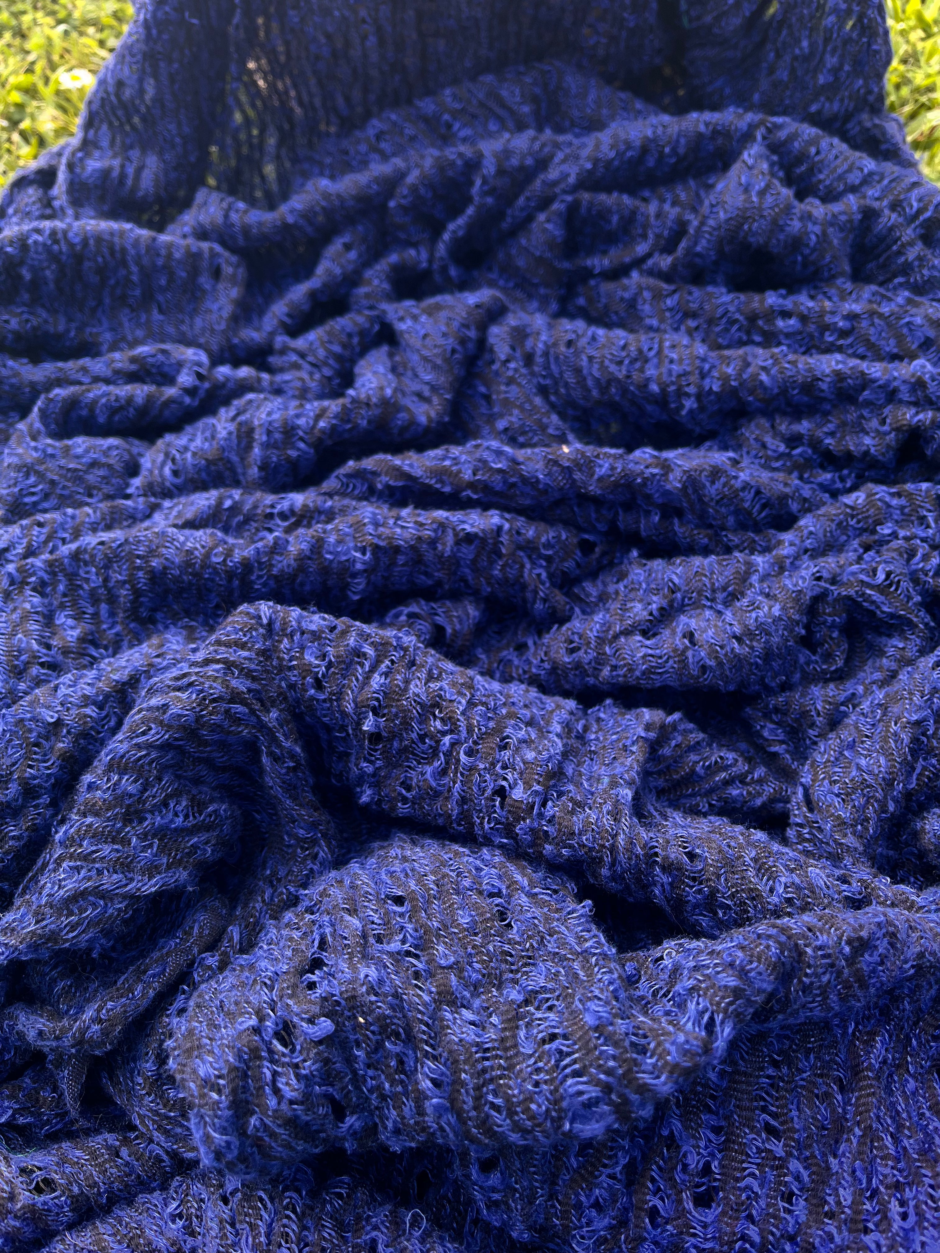 Indigo Blue Benzersiz Doğal Kumaşlar: Eğlenceli, Şeffaf ve Dokulu Pamuklu Keten Karışımı | Yaz Kreasyonlarınız İçin 3D Dokulu Kaliteli Özel Kumaşlar.