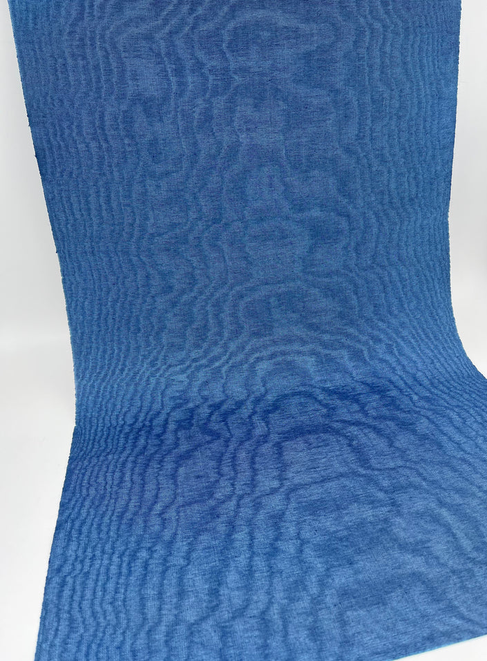 Blue Silk Fabric, Moire Silk Fabric, Silk By The Yard. Watermark Pattern.